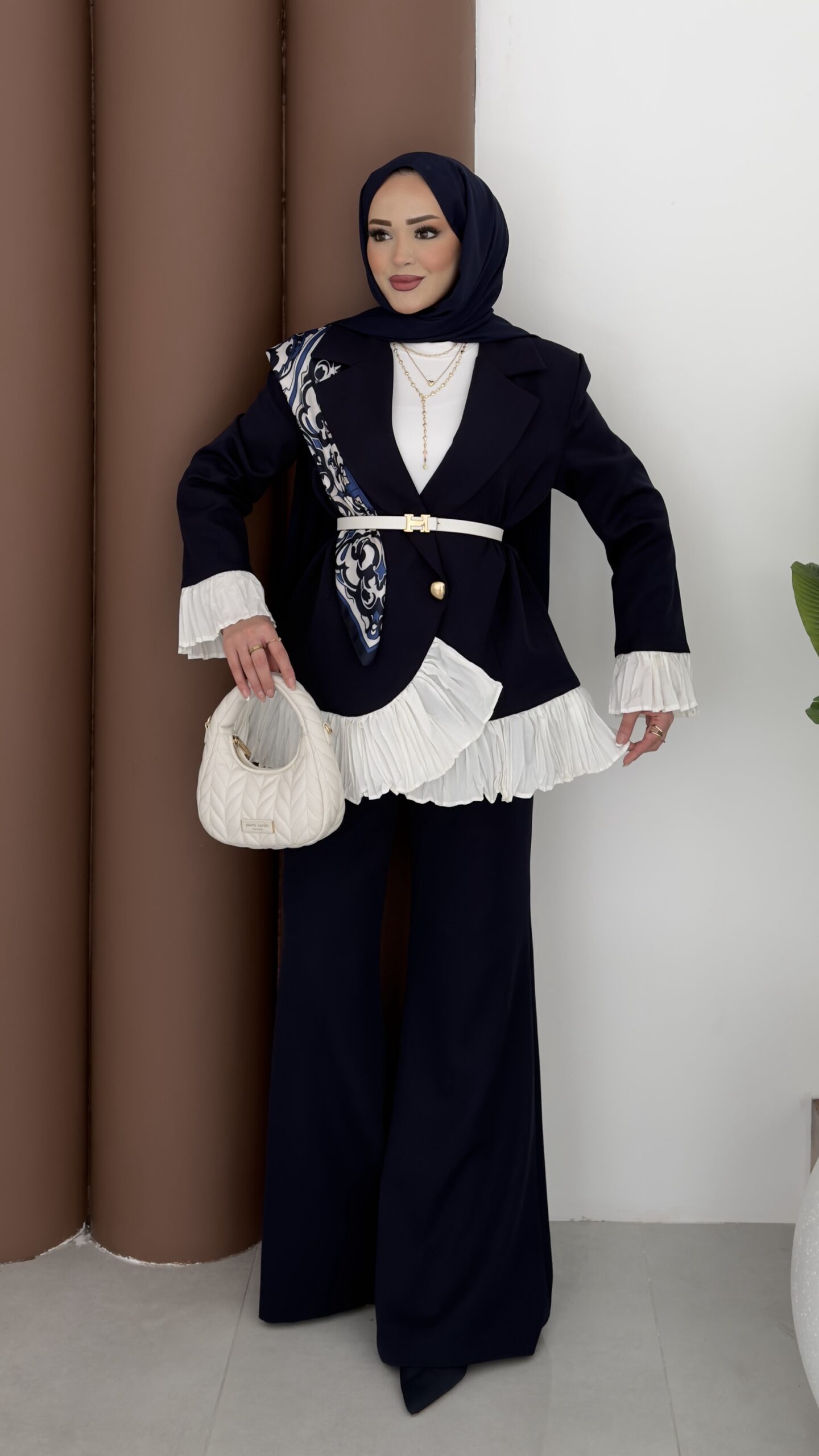 Violet Piliseli Double Blazer İkili Takım |  