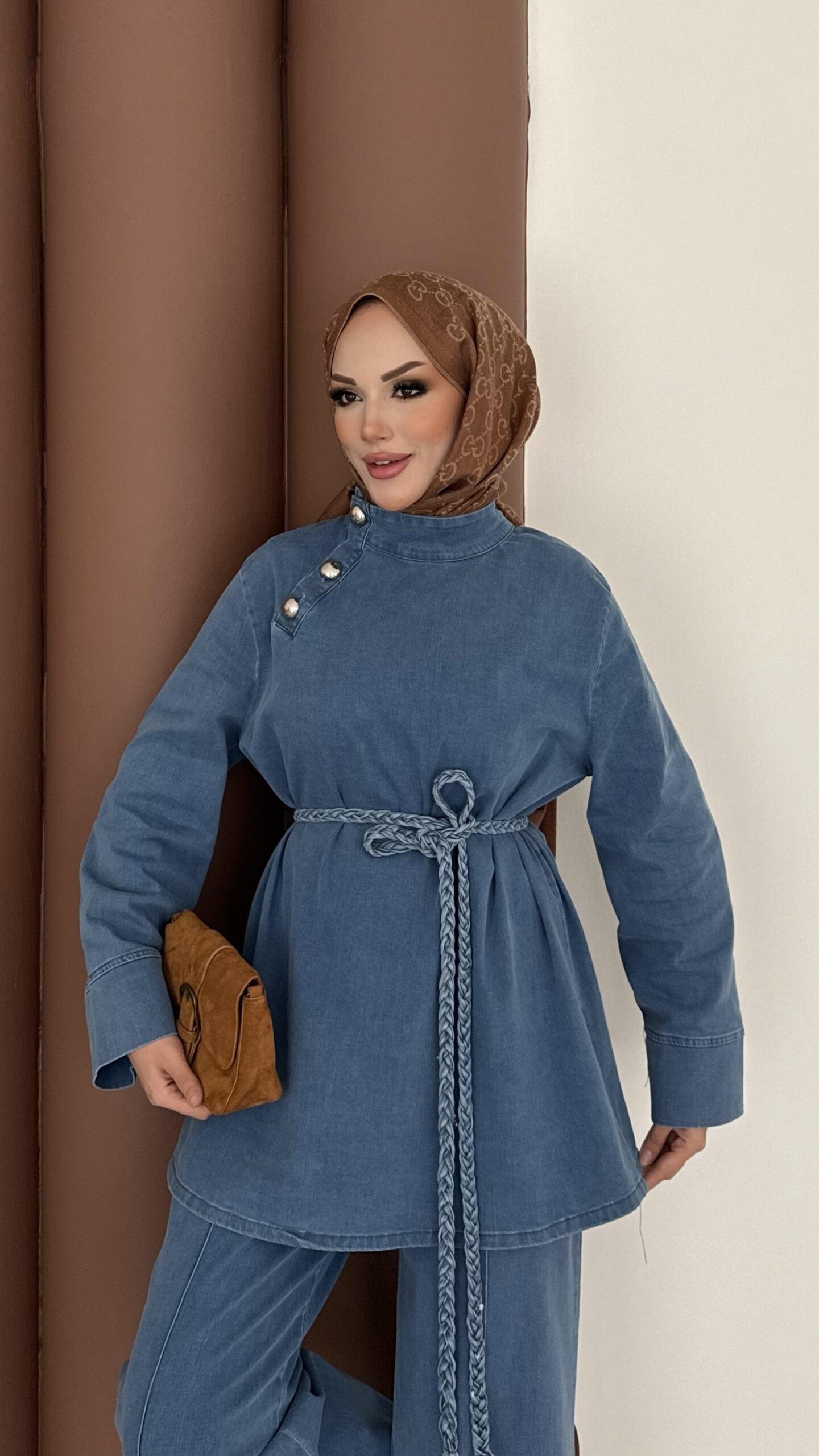 ZRA Muadil Örgü Kemerli Denim Takım |  