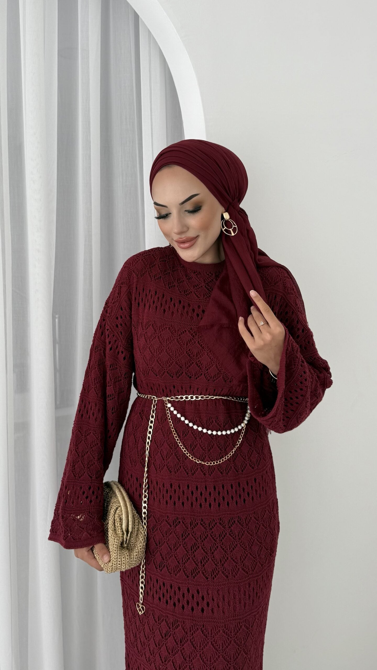 Marka Muadil Kemerli Ajurlu Elbise |  