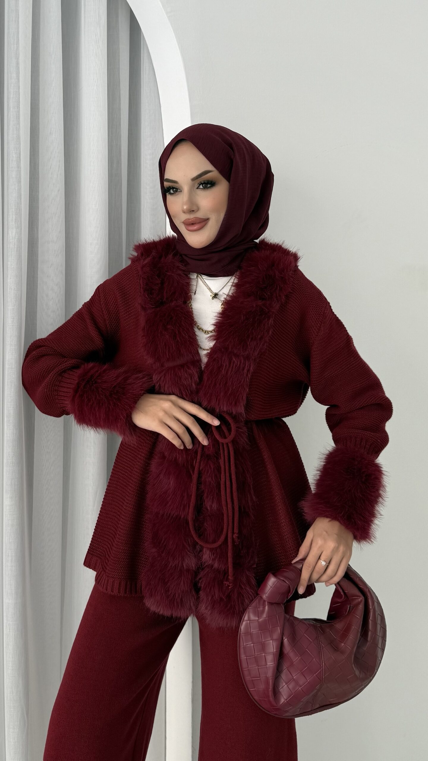Angora Kürklü Triko İkili Takım |  