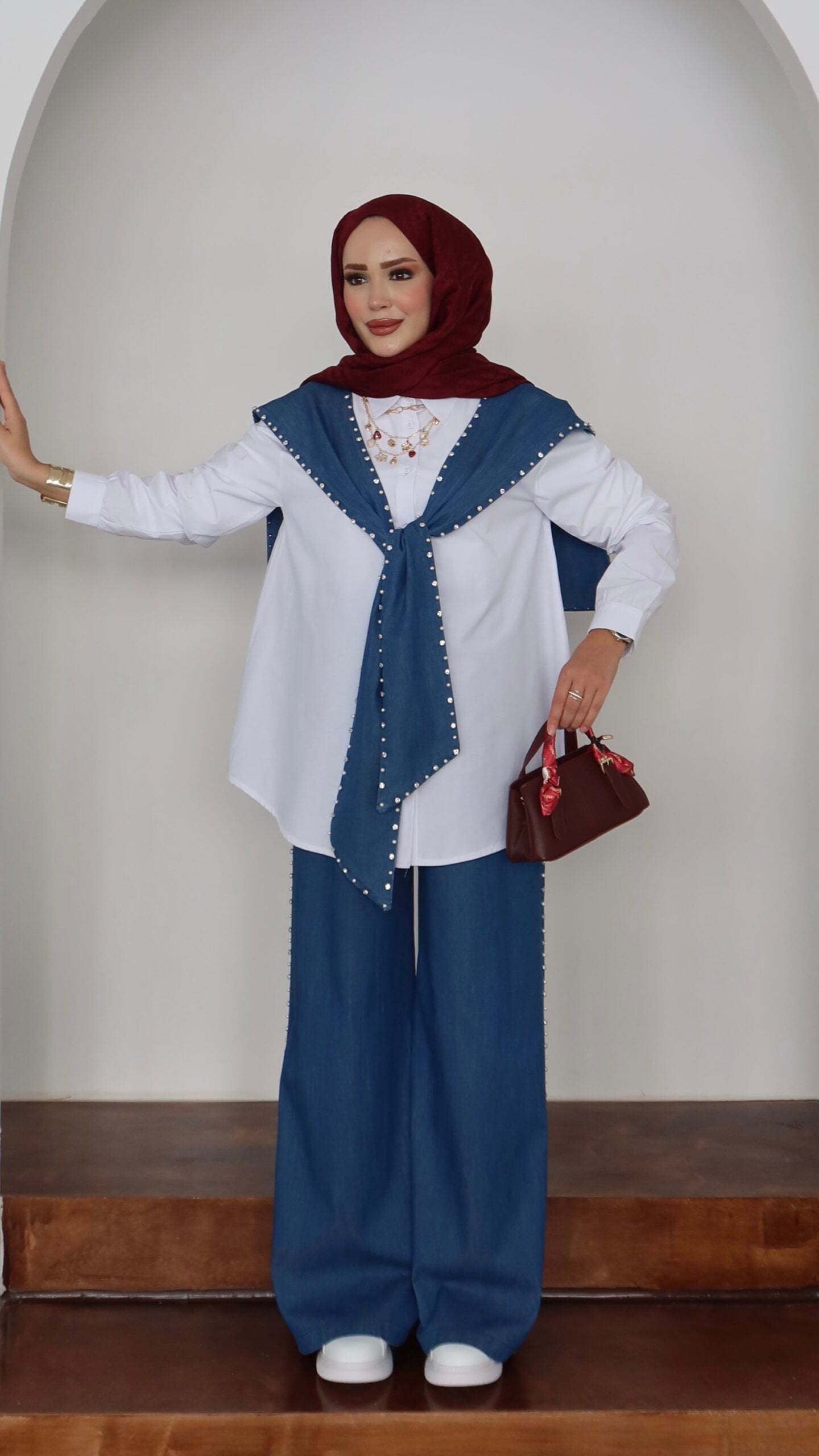 Marjin Çakım Taşlı Denim İkili Takım |  