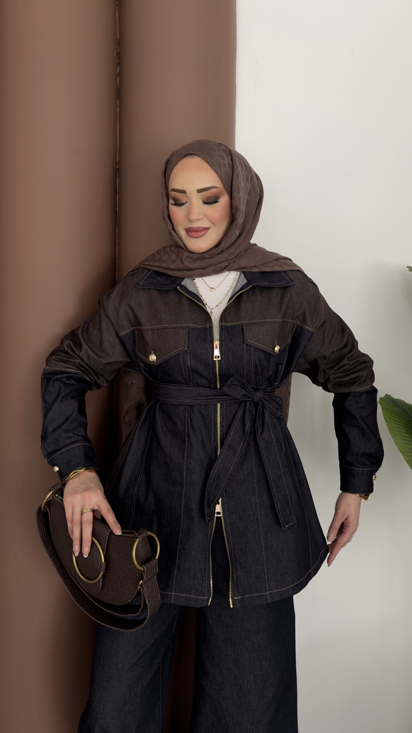 Dark Çift Fermuarlı Denim İkili Takım |  
