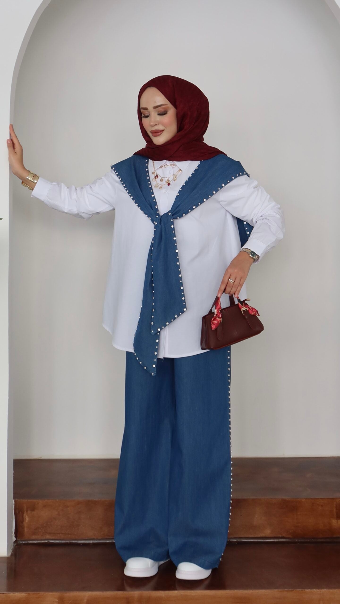 Marjin Çakım Taşlı Denim İkili Takım |  