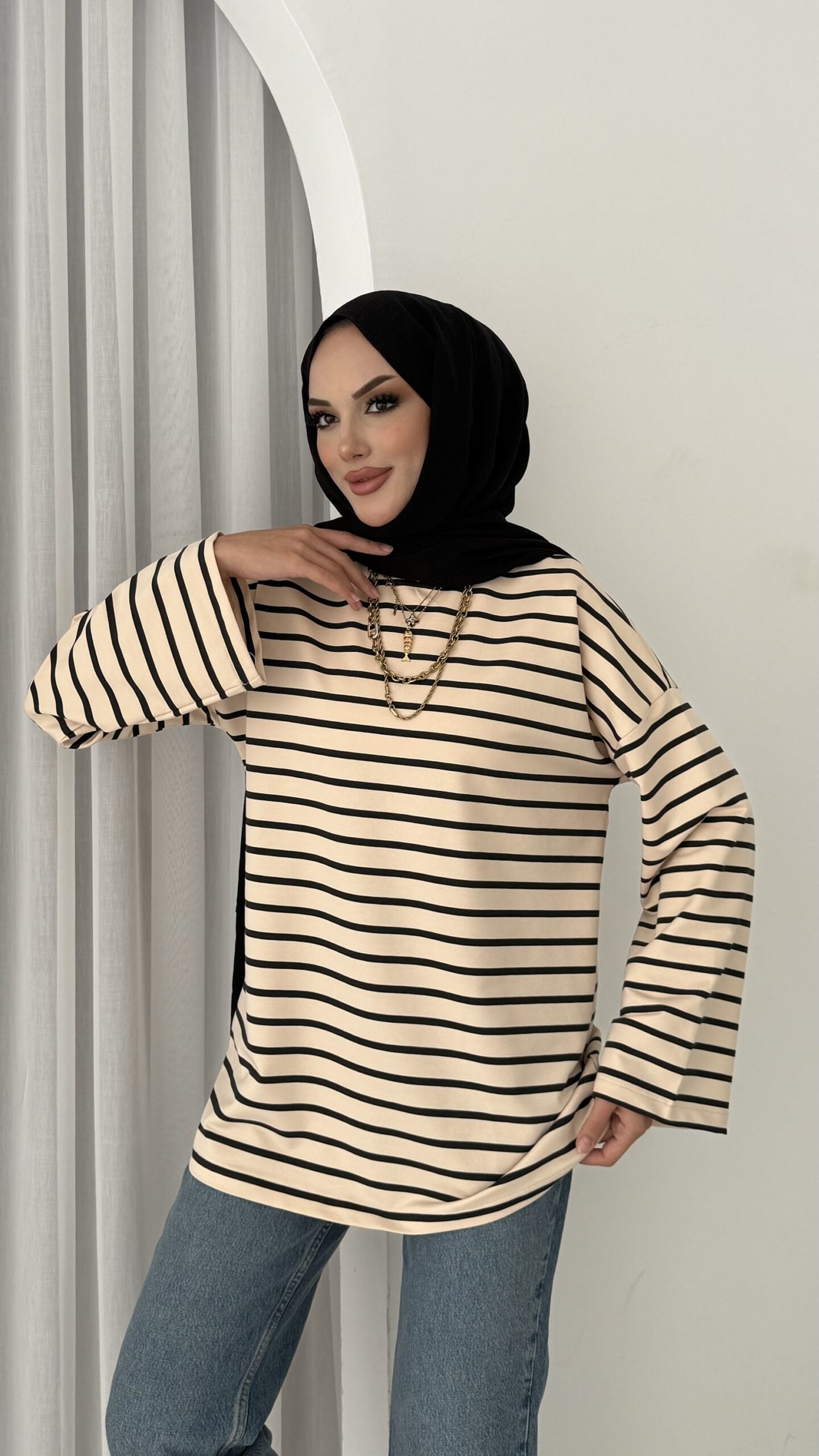 Kapsül Basic Çizgili Sweat |  