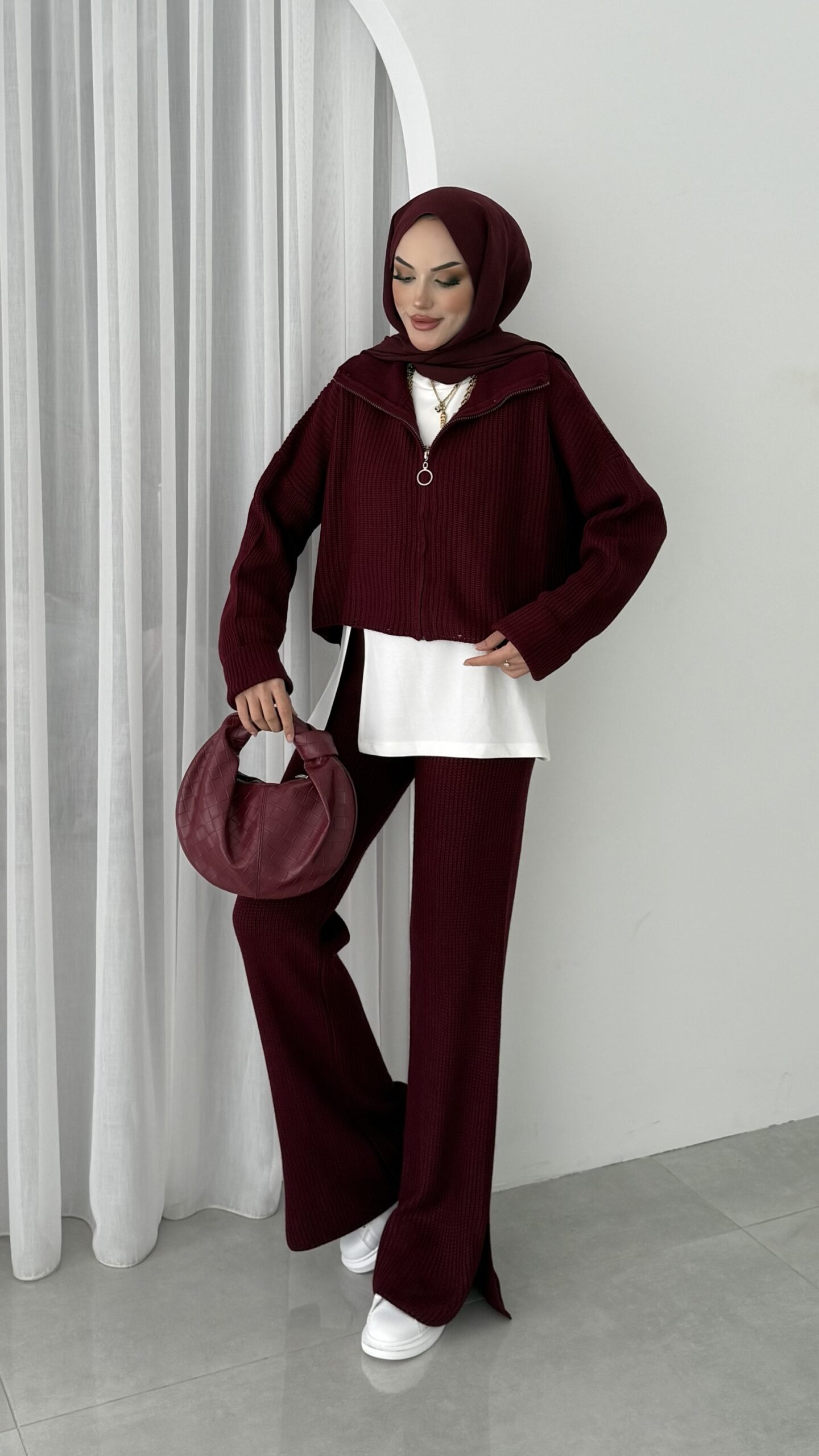Crop İçlikli Triko Takım |  