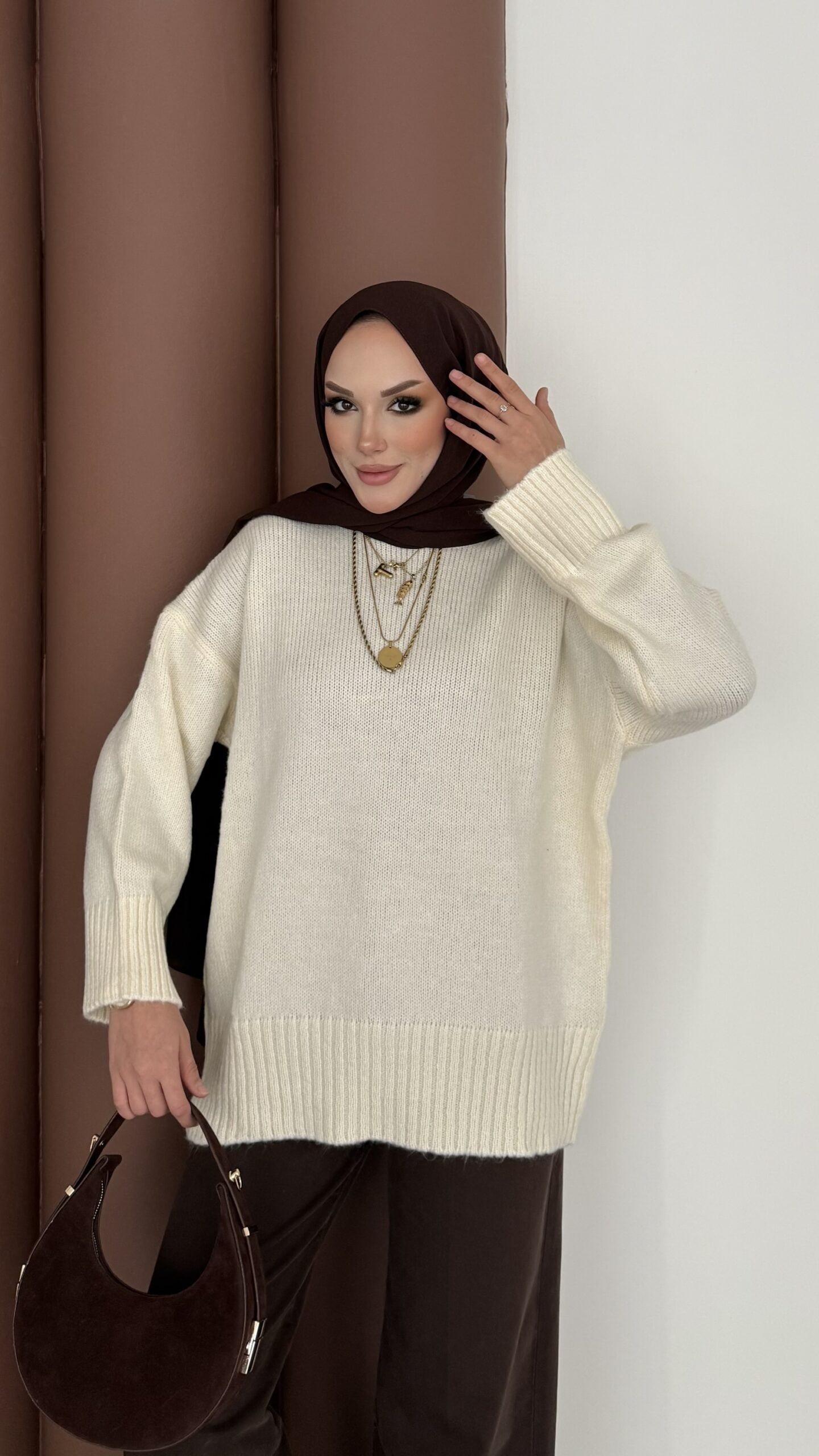 Bisiklet Yaka Oversize Kadın Kazak |  