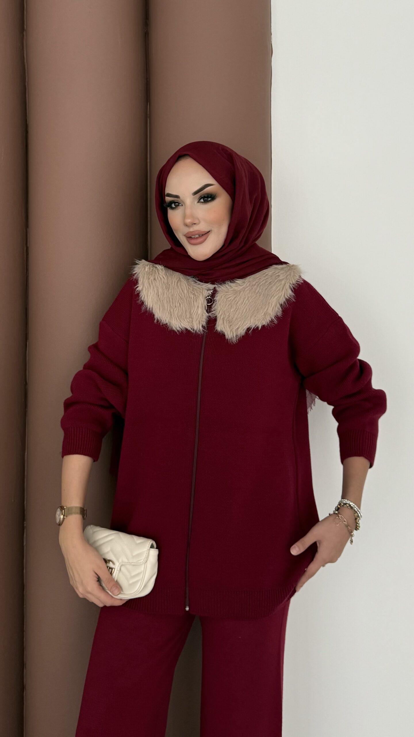 Lolita Çıkarılabilir Kürklü Triko İkili Takım |  