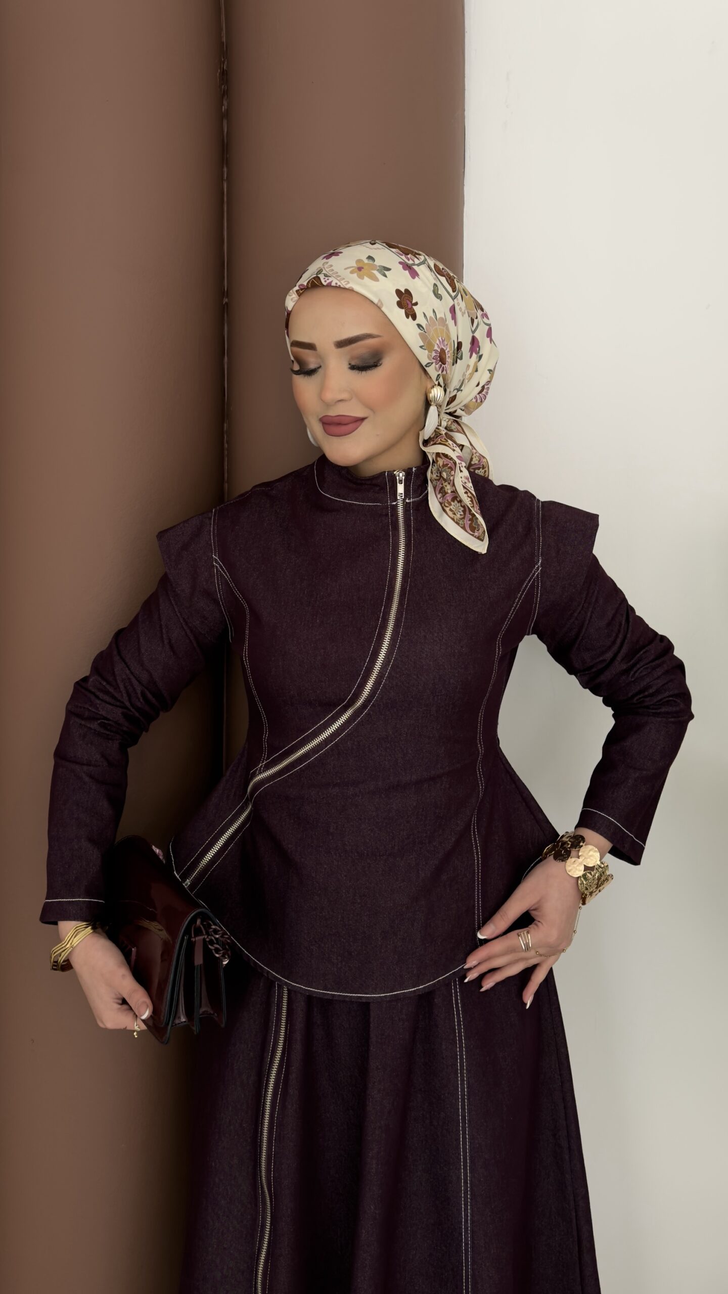 Ghalia Fermuarlı Kot Etekli Takım |  