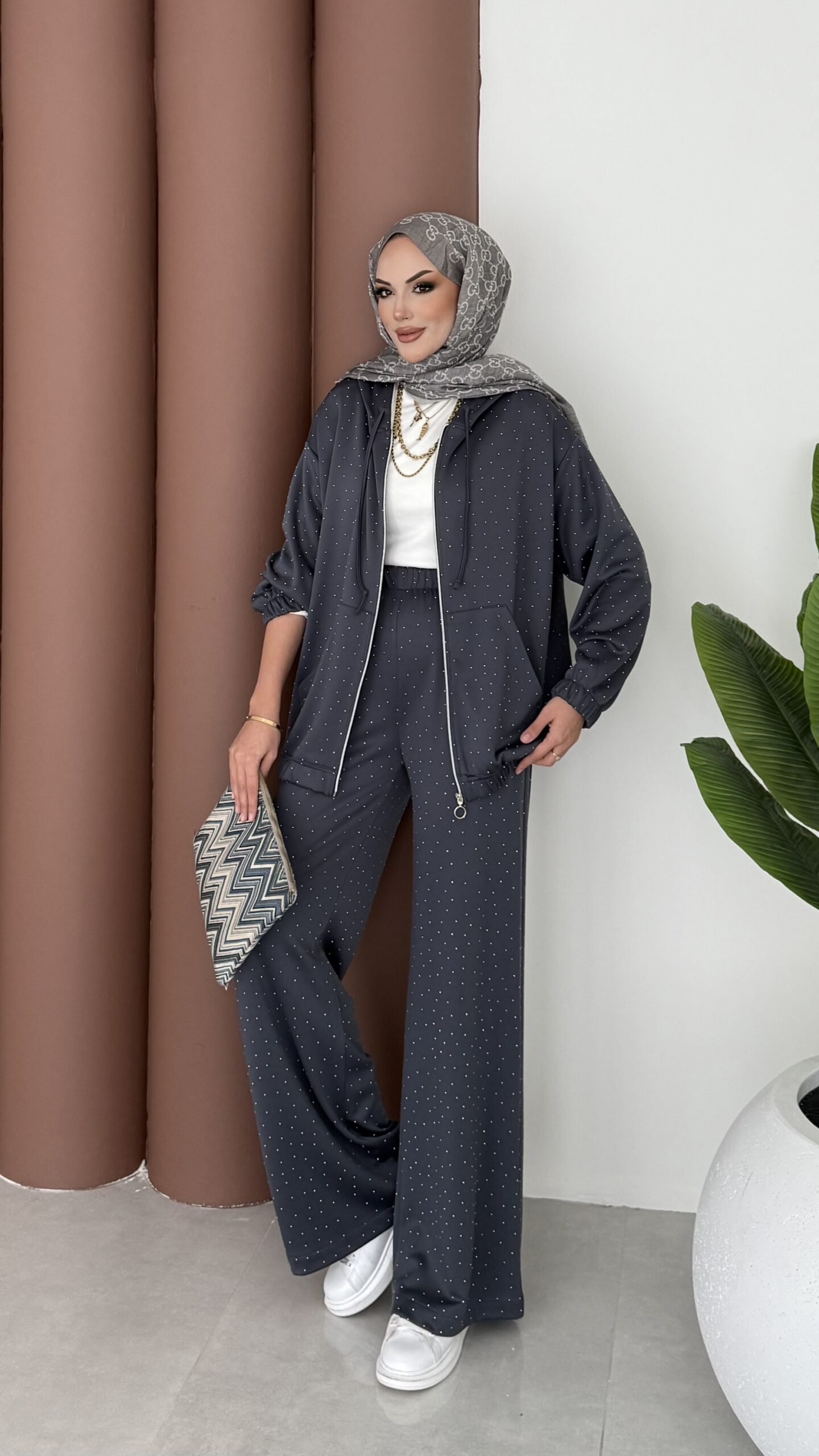 Fashion Taşlı Bomber İkili Takım |  