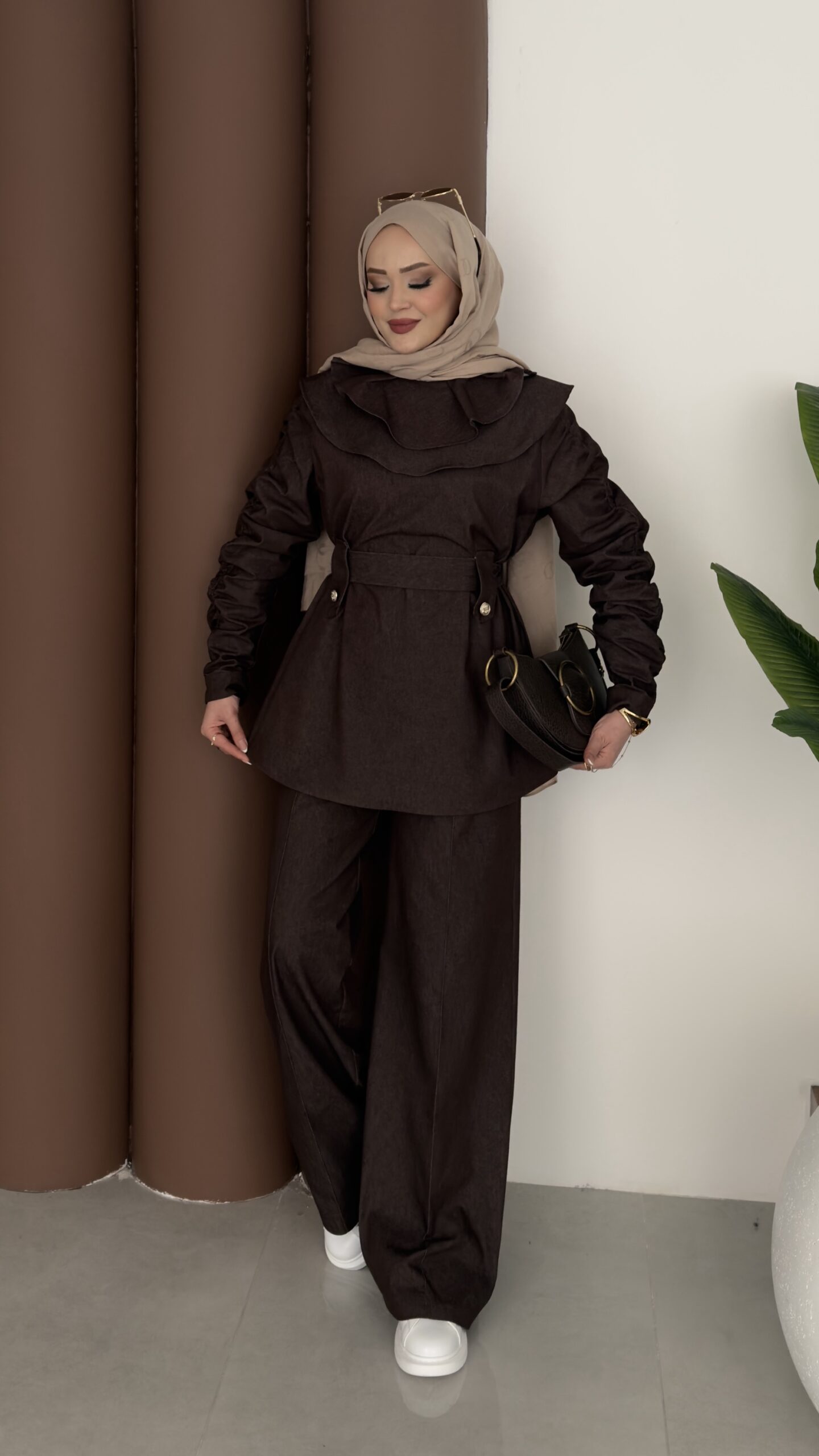 Cozy Denim Kemerli İkili Takım |  