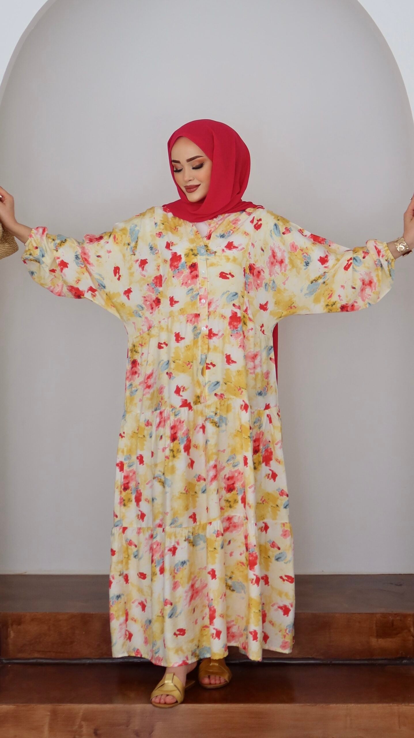 Mango Etnik Desenli Tensel Elbise |  