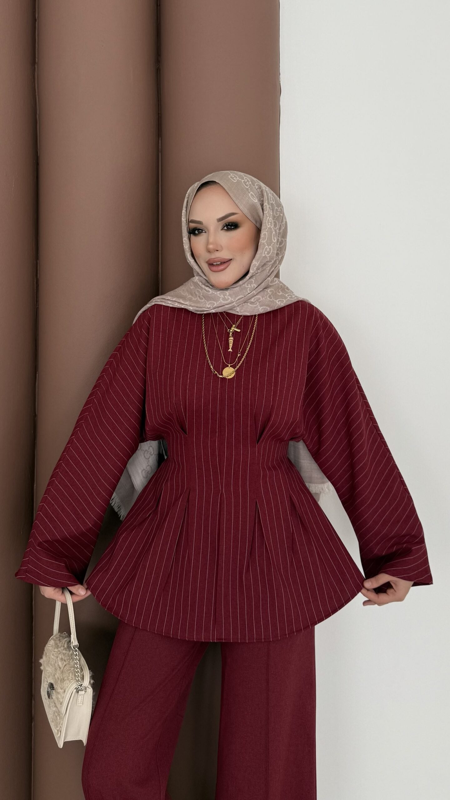 Premium Piliseli Arabic Çizgili İkili Takım |  