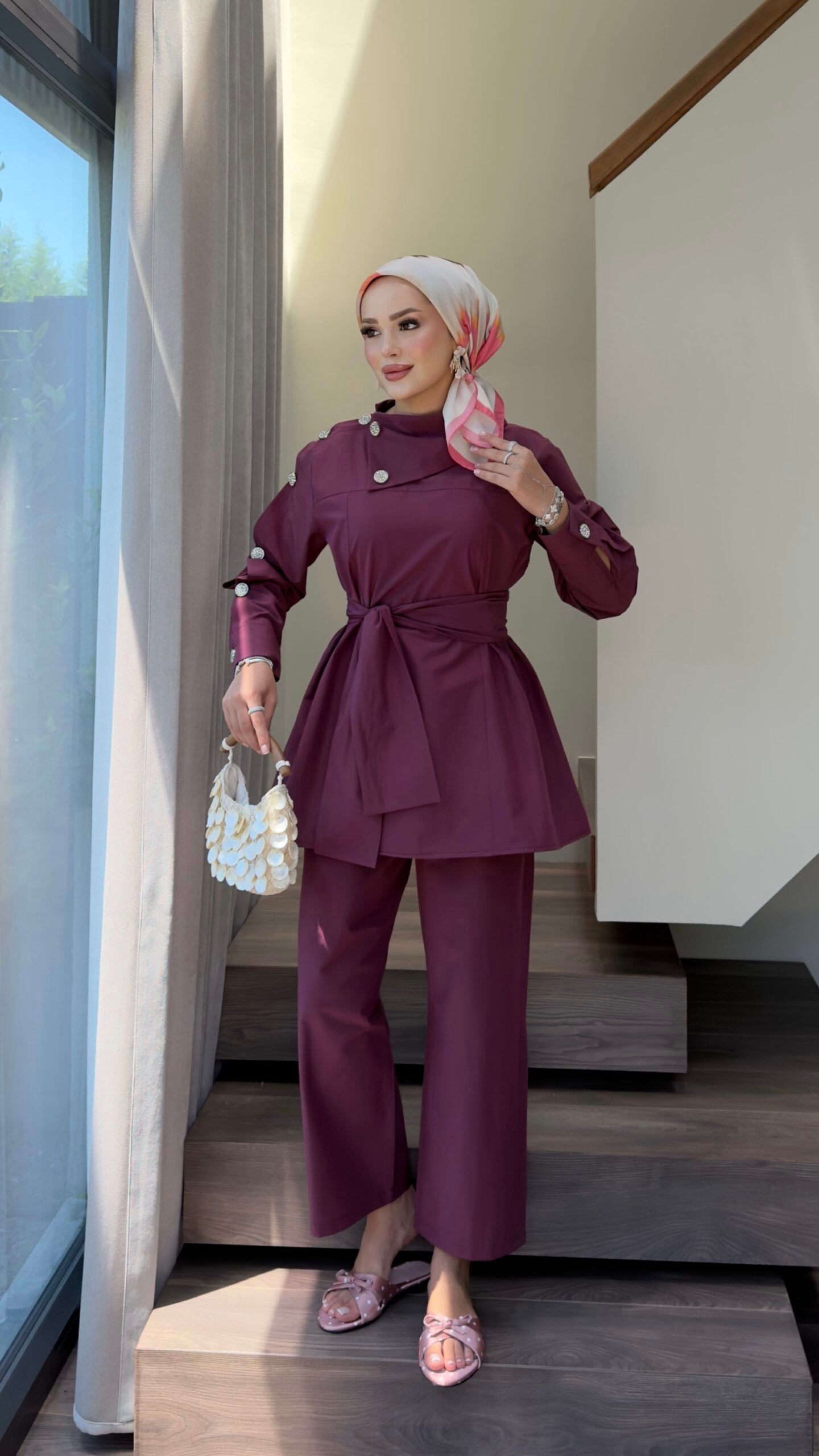 Liora Düğmeli Poplin İkili Takım |  