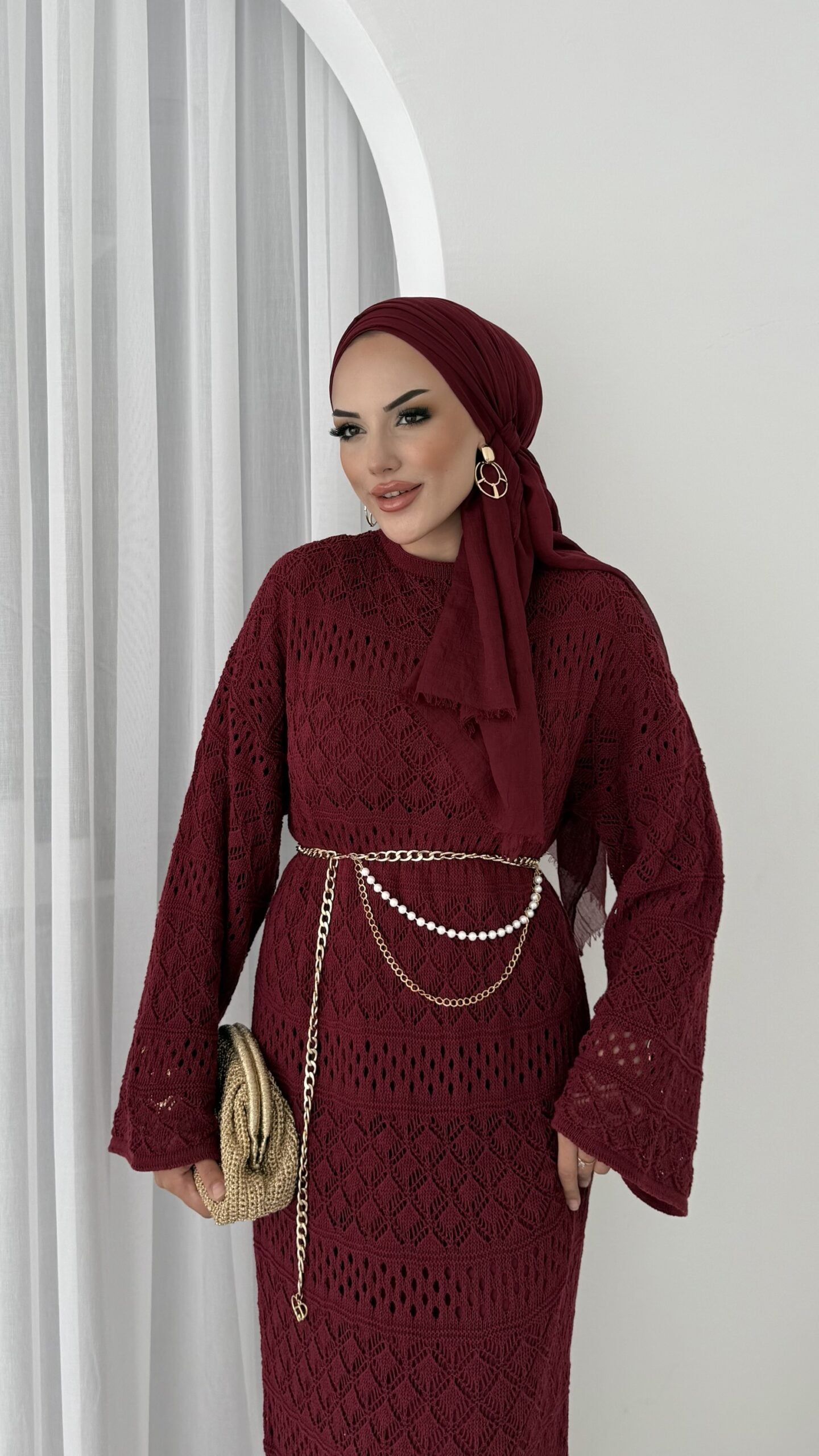 Marka Muadil Kemerli Ajurlu Elbise |  