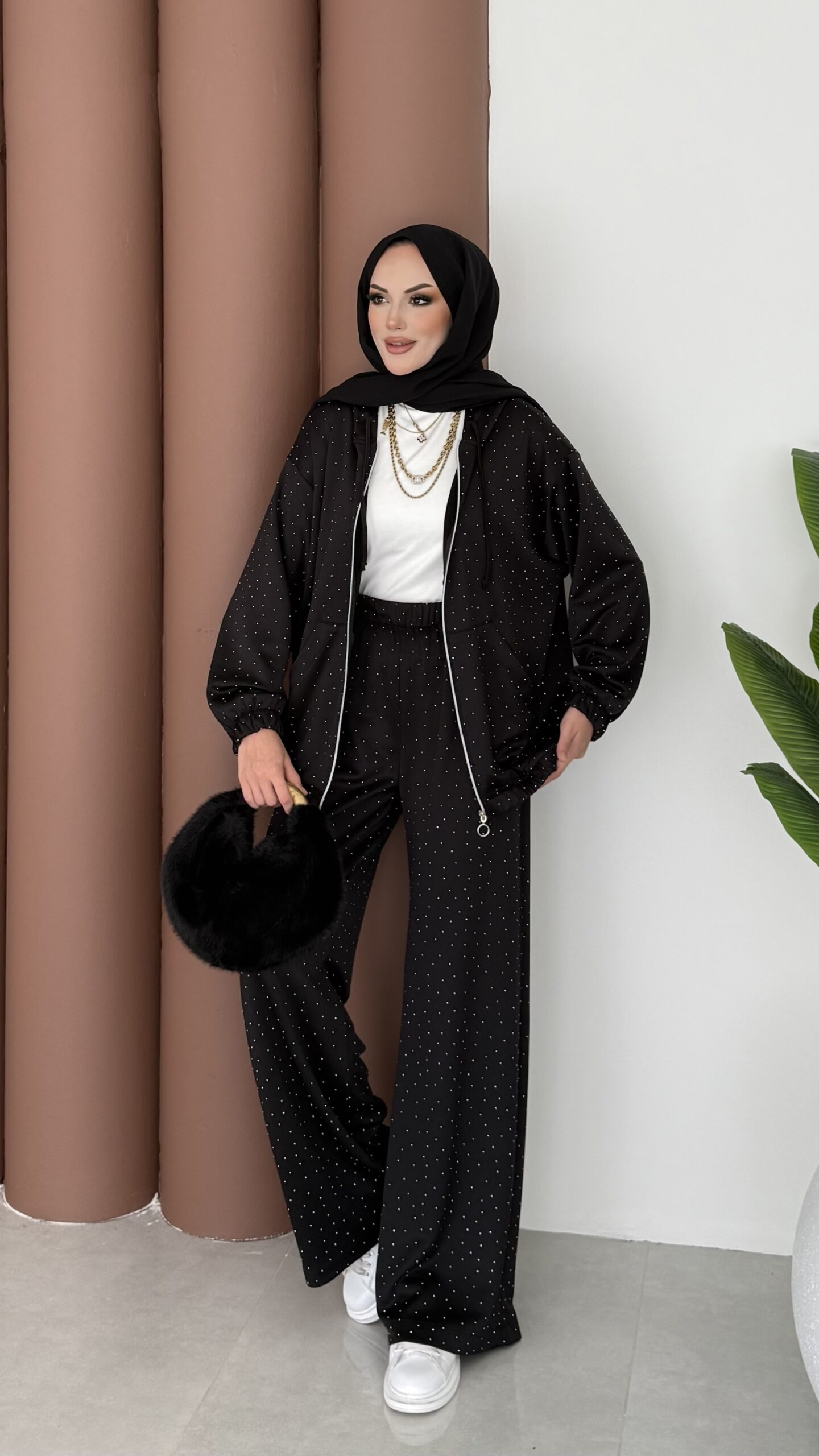 Fashion Taşlı Bomber İkili Takım |  