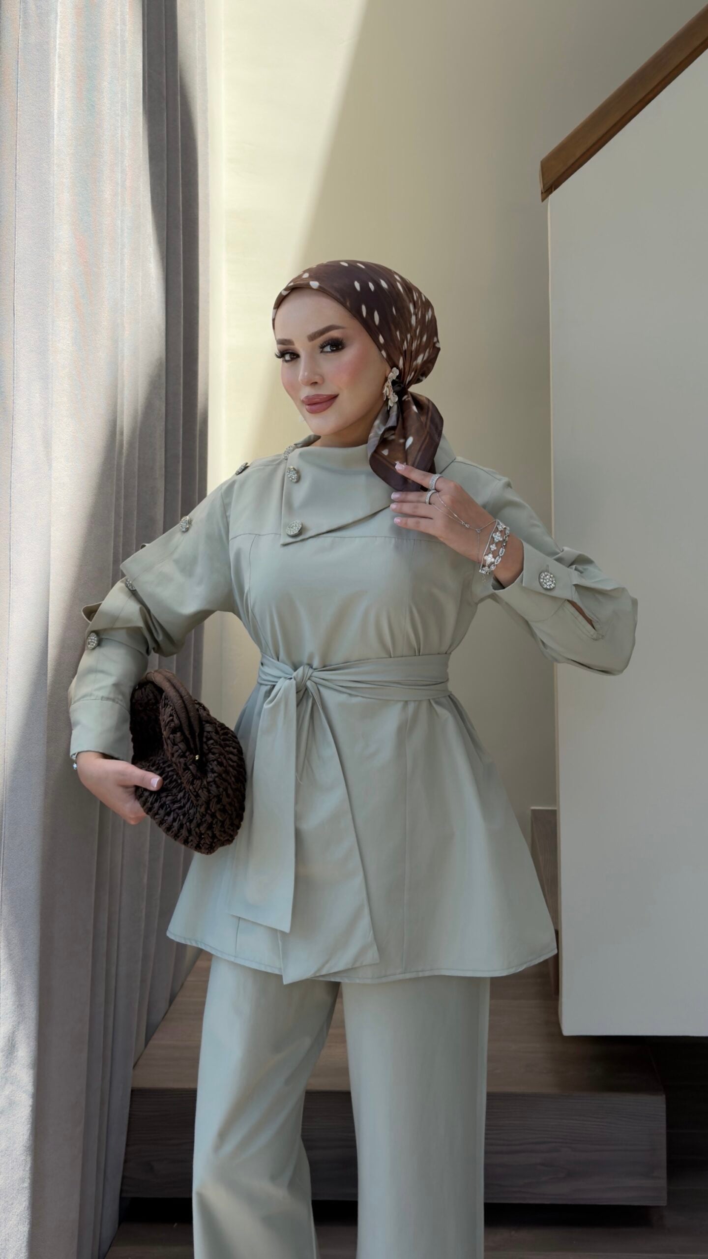 Liora Düğmeli Poplin İkili Takım |  