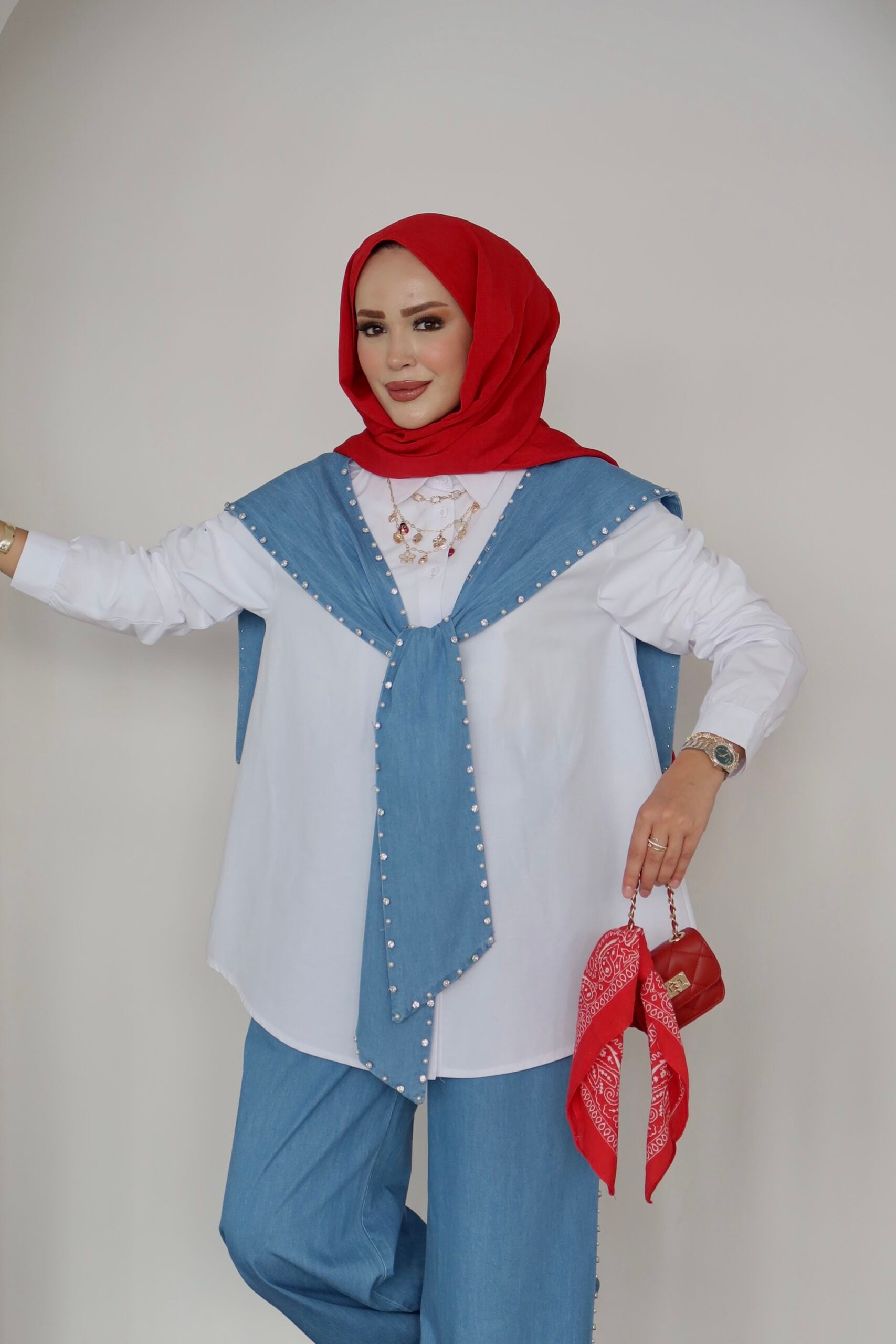 Marjin Çakım Taşlı Denim İkili Takım |  