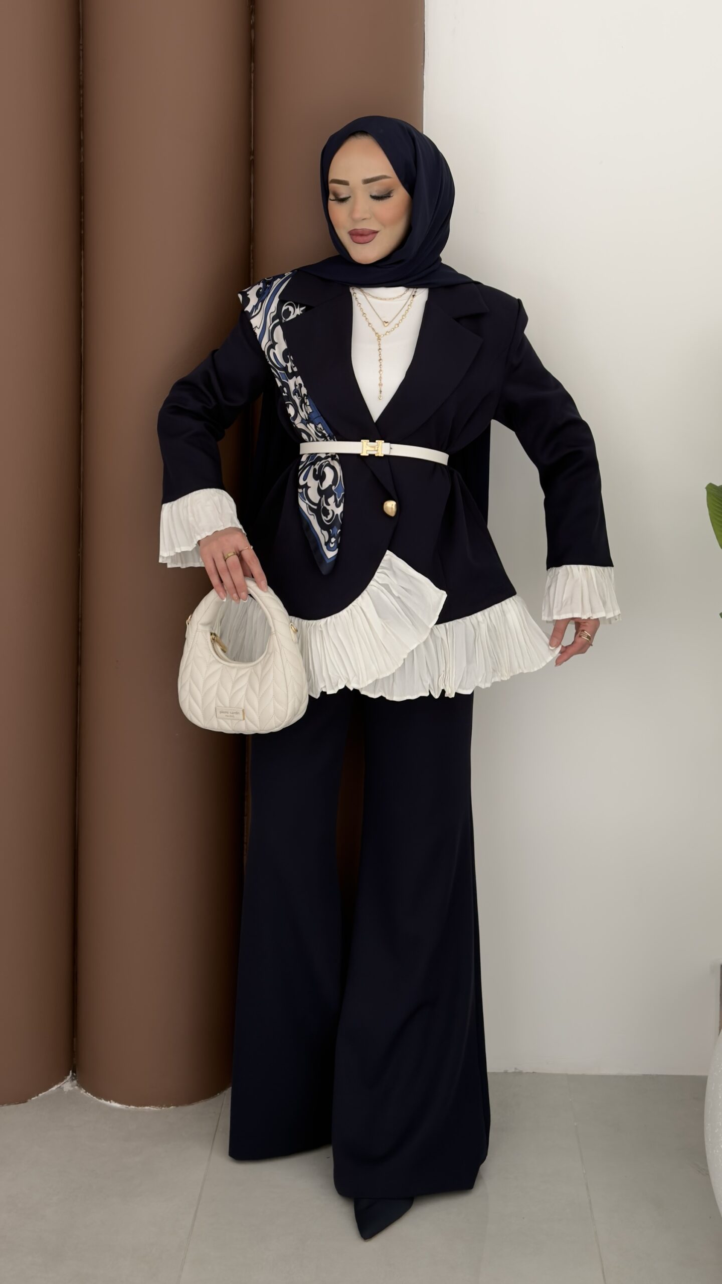 Violet Piliseli Double Blazer İkili Takım |  