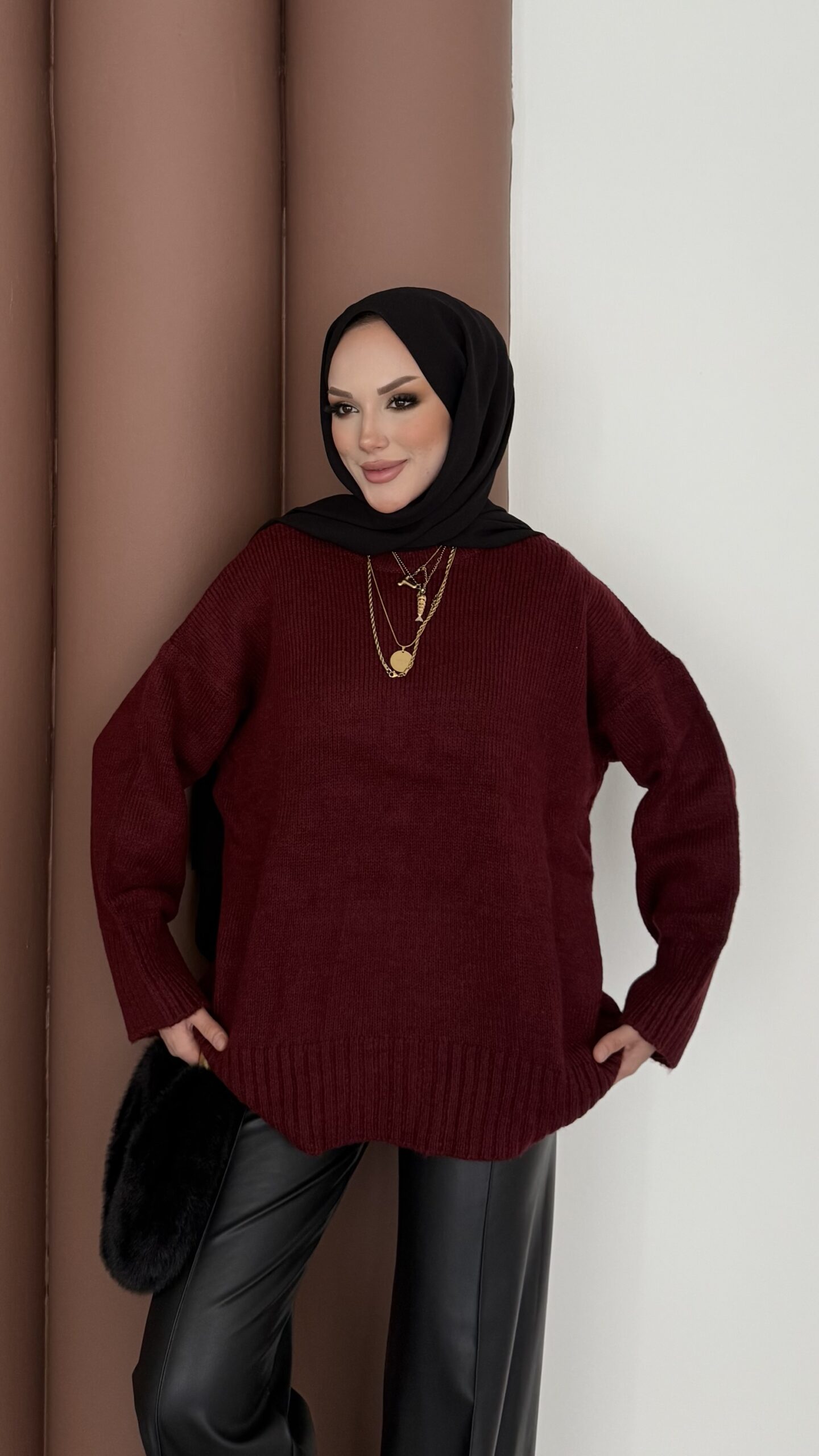 Bisiklet Yaka Oversize Kadın Kazak |  