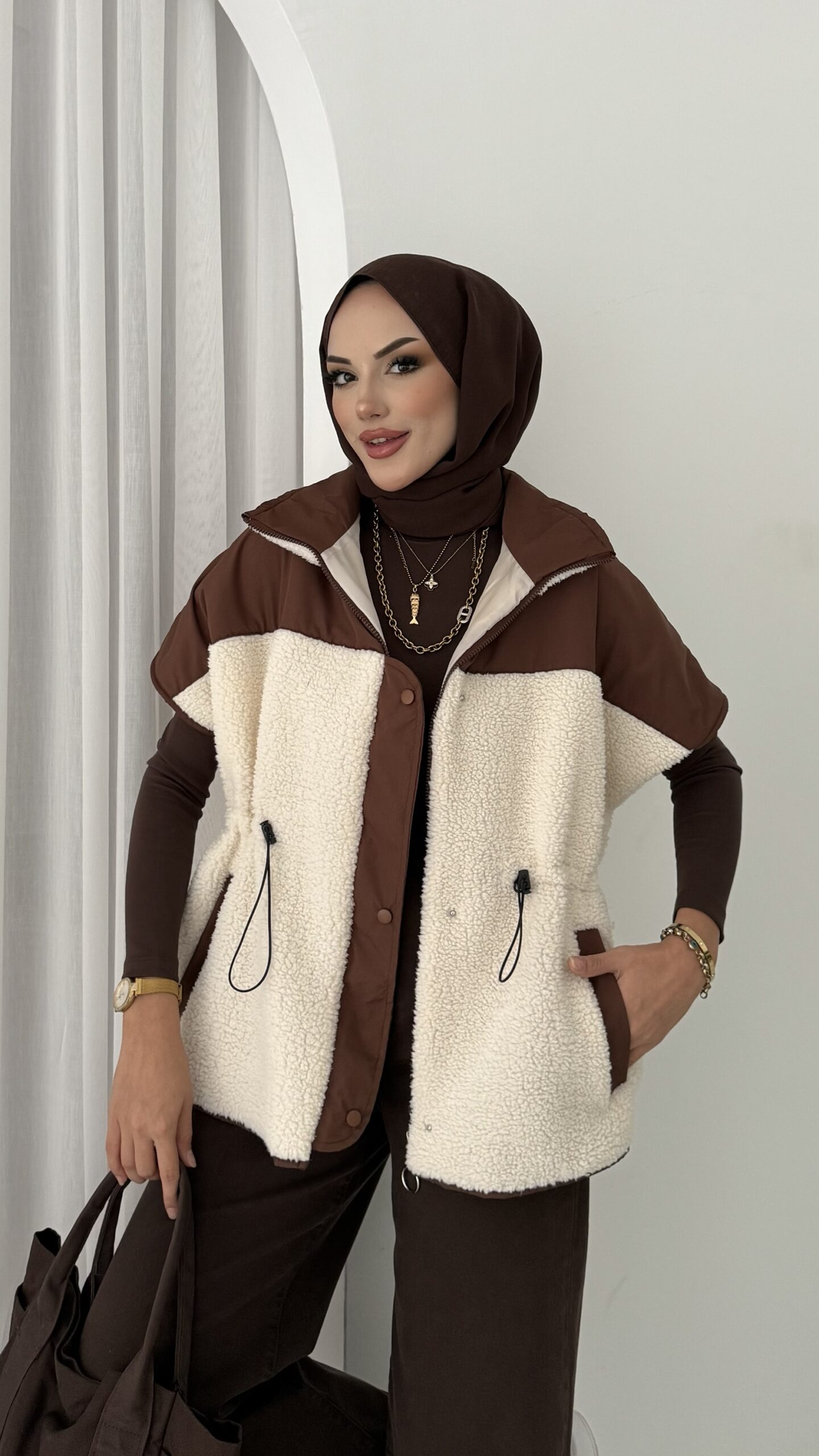 Premium Fermuarlı Peluş Yelek |  