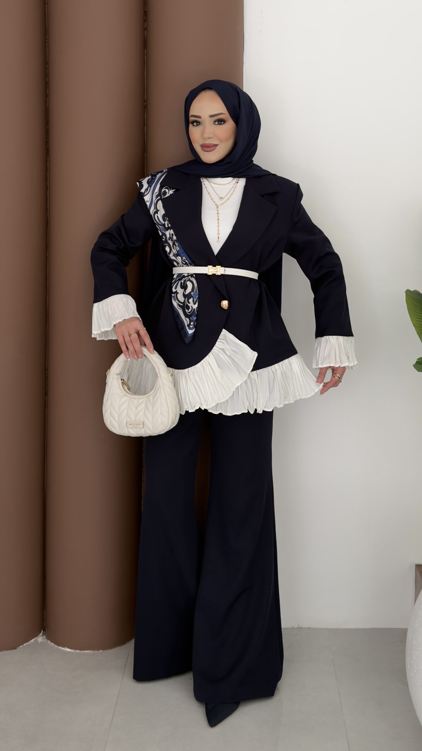 Violet Piliseli Double Blazer İkili Takım |  