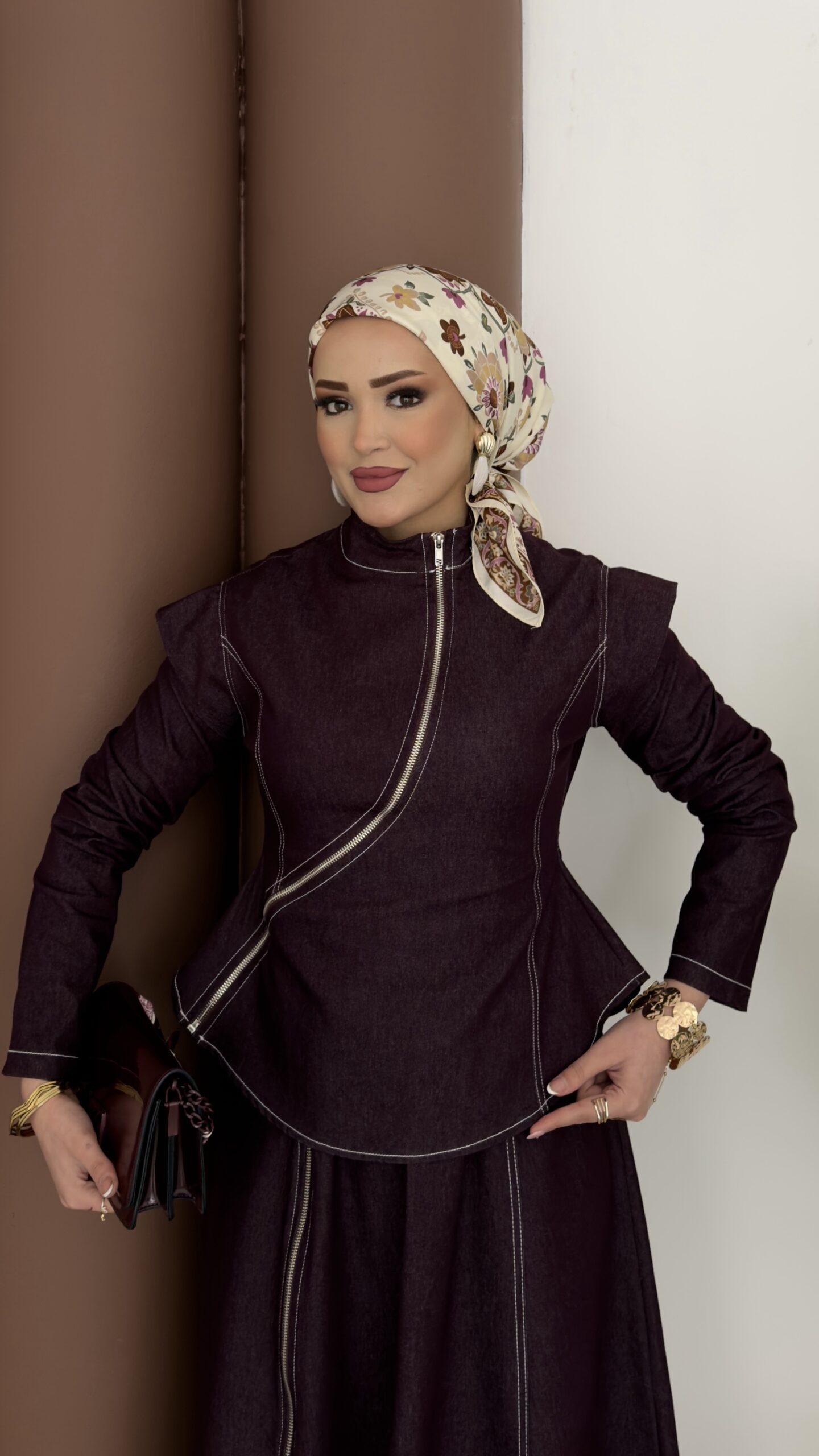 Ghalia Fermuarlı Kot Etekli Takım |  