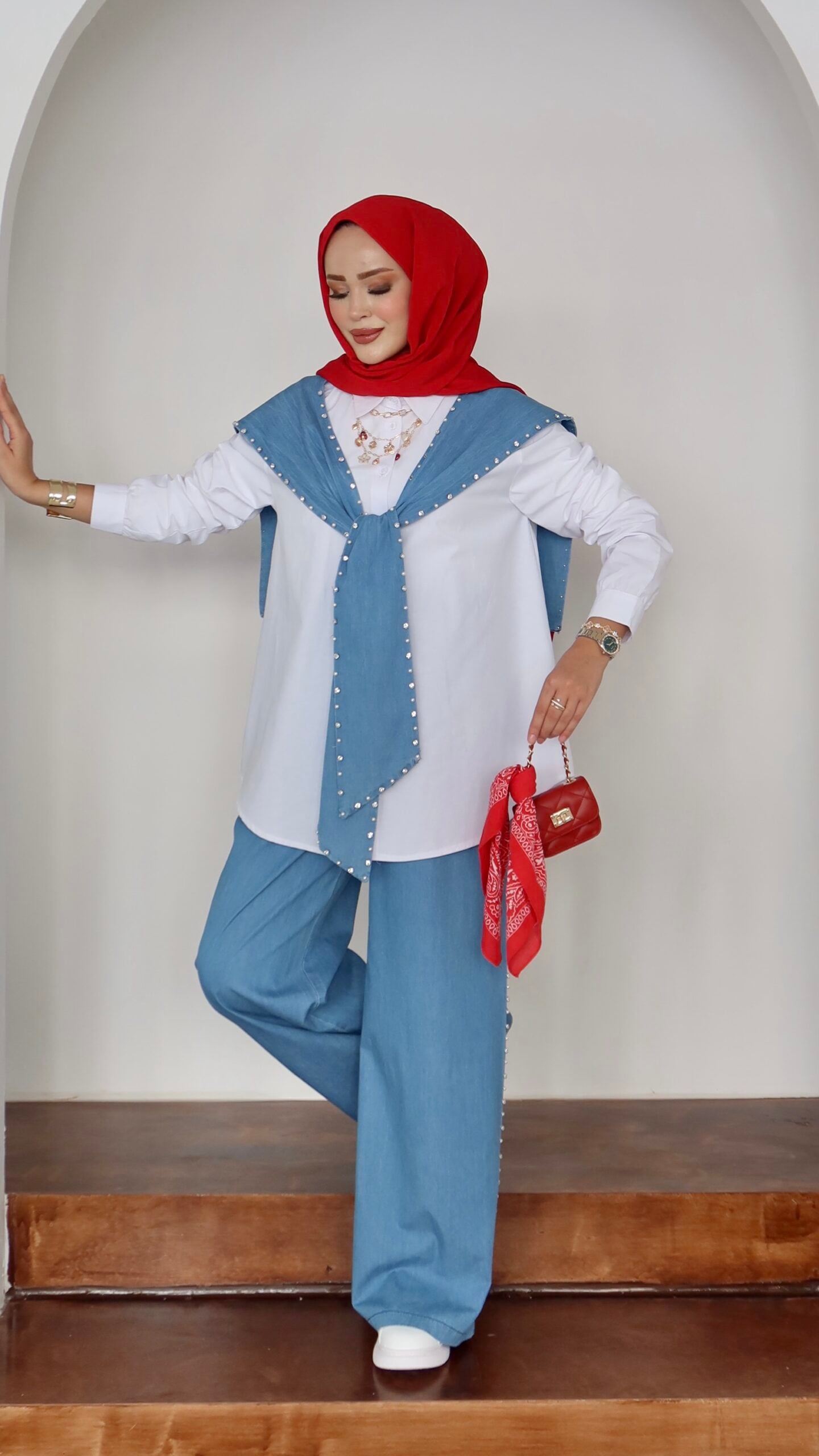 Marjin Çakım Taşlı Denim İkili Takım |  