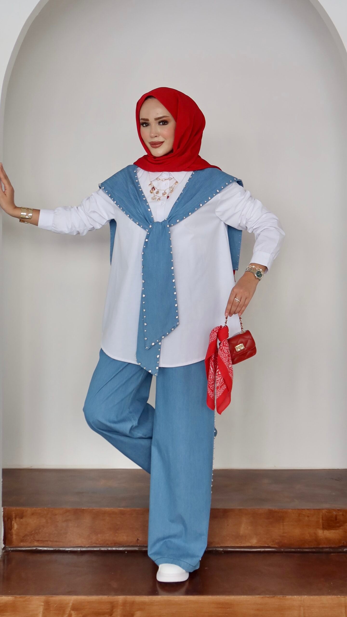 Marjin Çakım Taşlı Denim İkili Takım |  