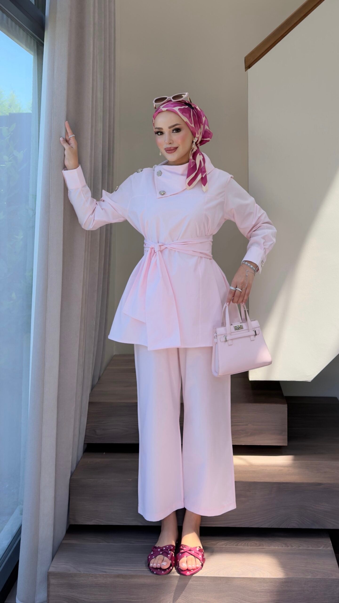 Liora Düğmeli Poplin İkili Takım |  