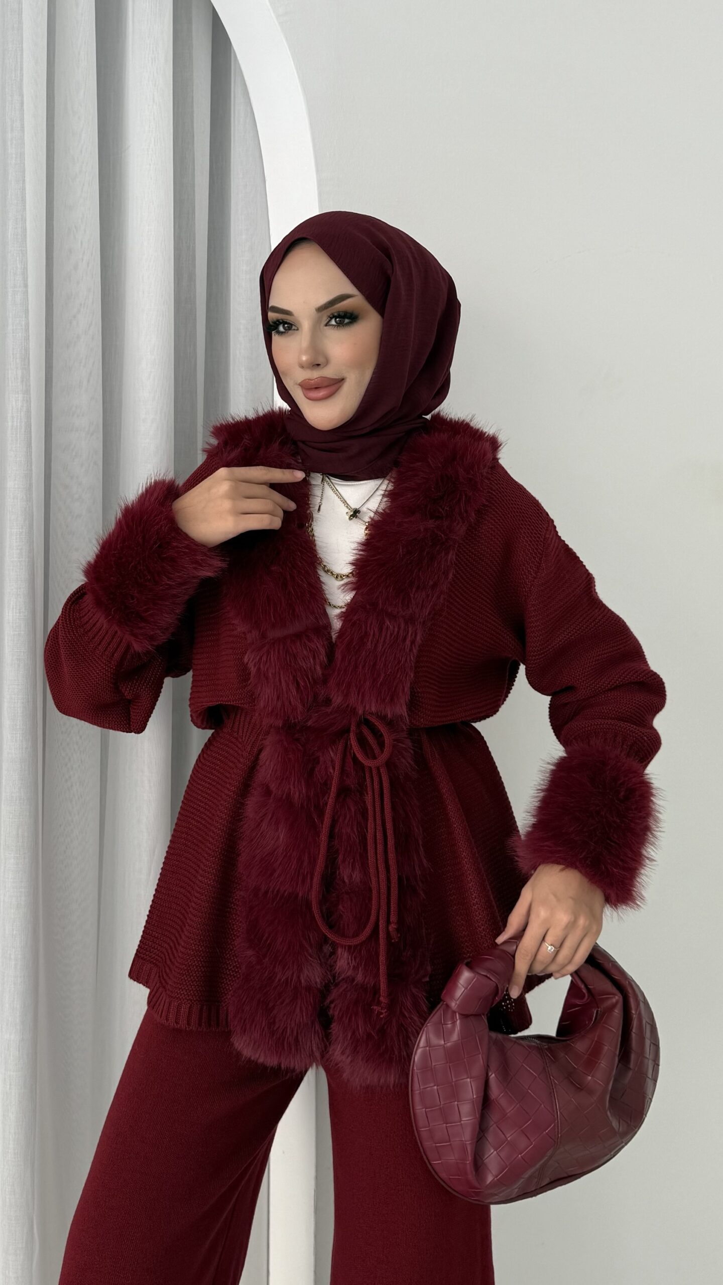 Angora Kürklü Triko İkili Takım |  