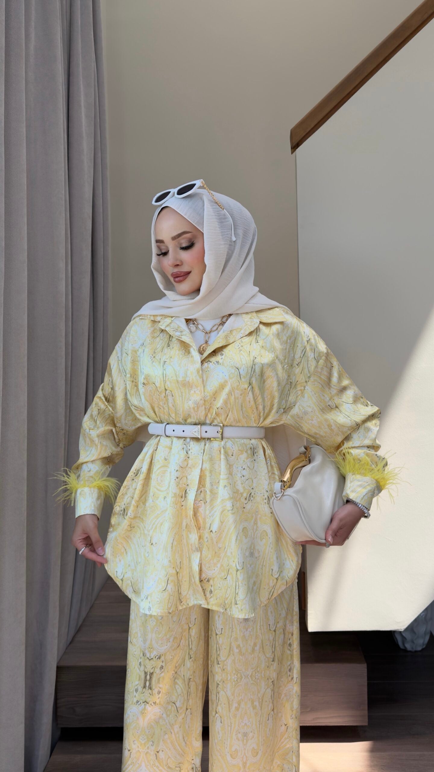 Talia Saten Desenli Tüylü İkili Takım |  
