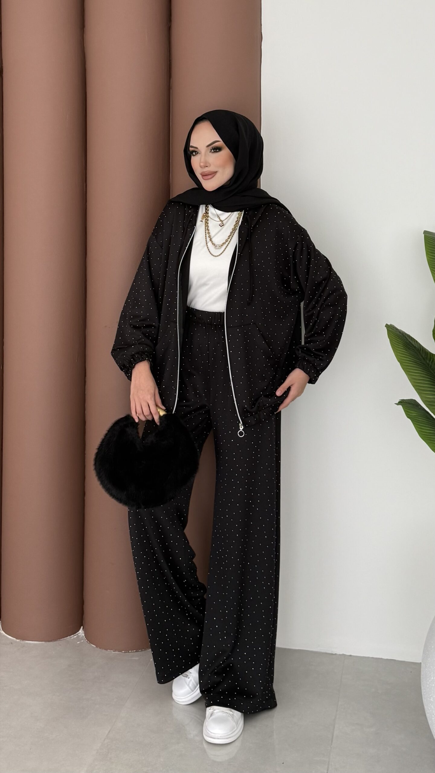 Fashion Taşlı Bomber İkili Takım |  