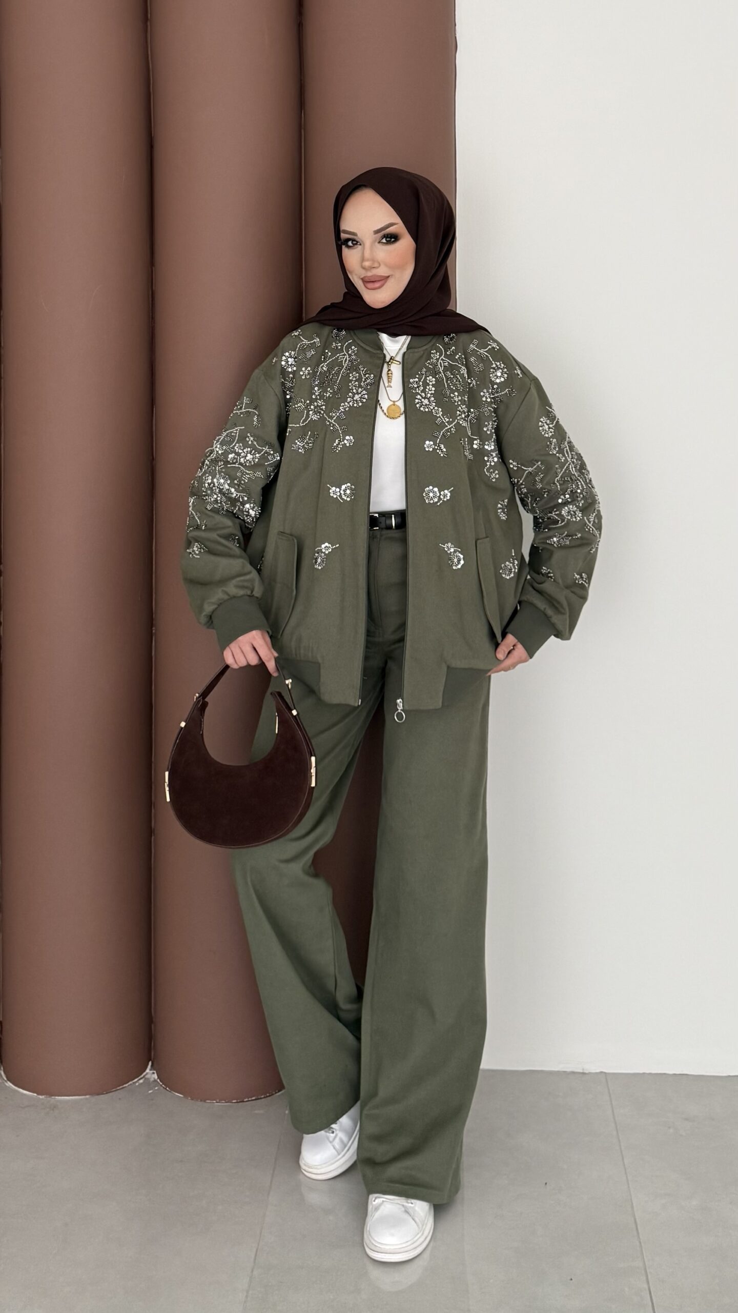 Marka Muadili Gabardin Bomber Ceket İkili Takım |  