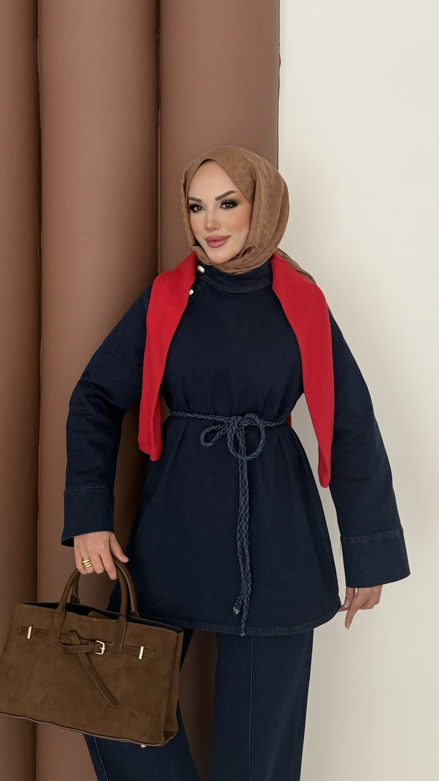ZRA Muadil Örgü Kemerli Denim Takım |  
