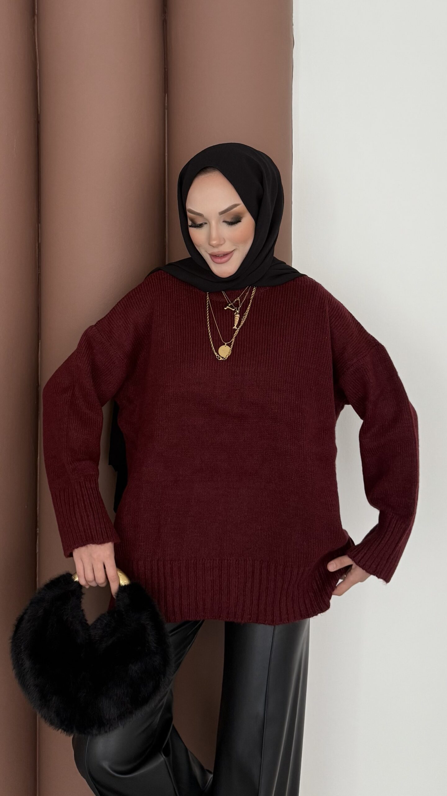Bisiklet Yaka Oversize Kadın Kazak |  