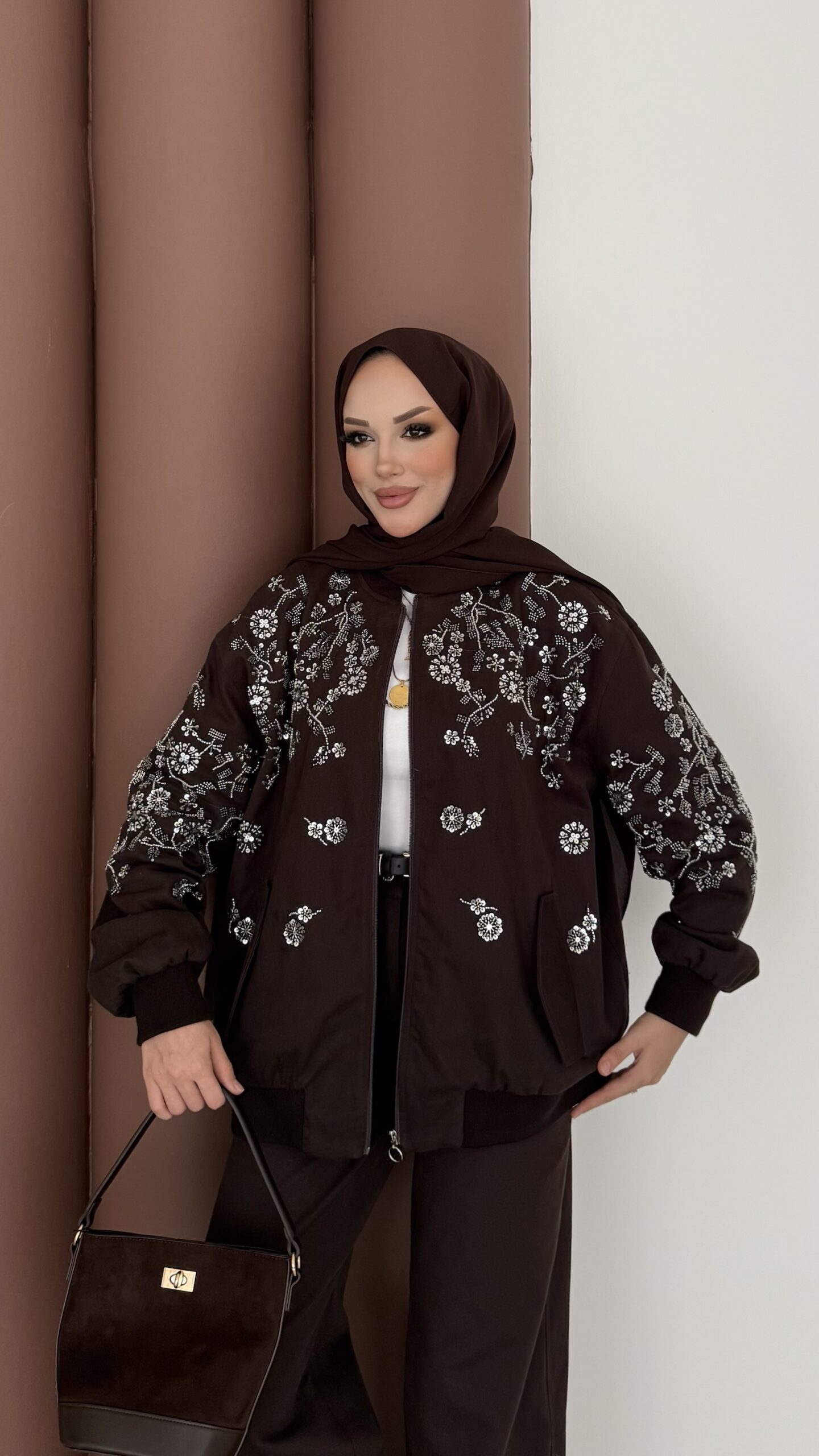 Marka Muadili Gabardin Bomber Ceket İkili Takım |  