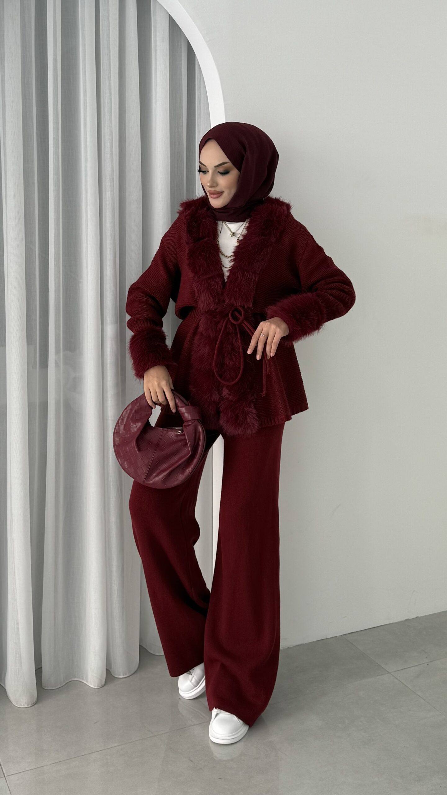 Angora Kürklü Triko İkili Takım |  