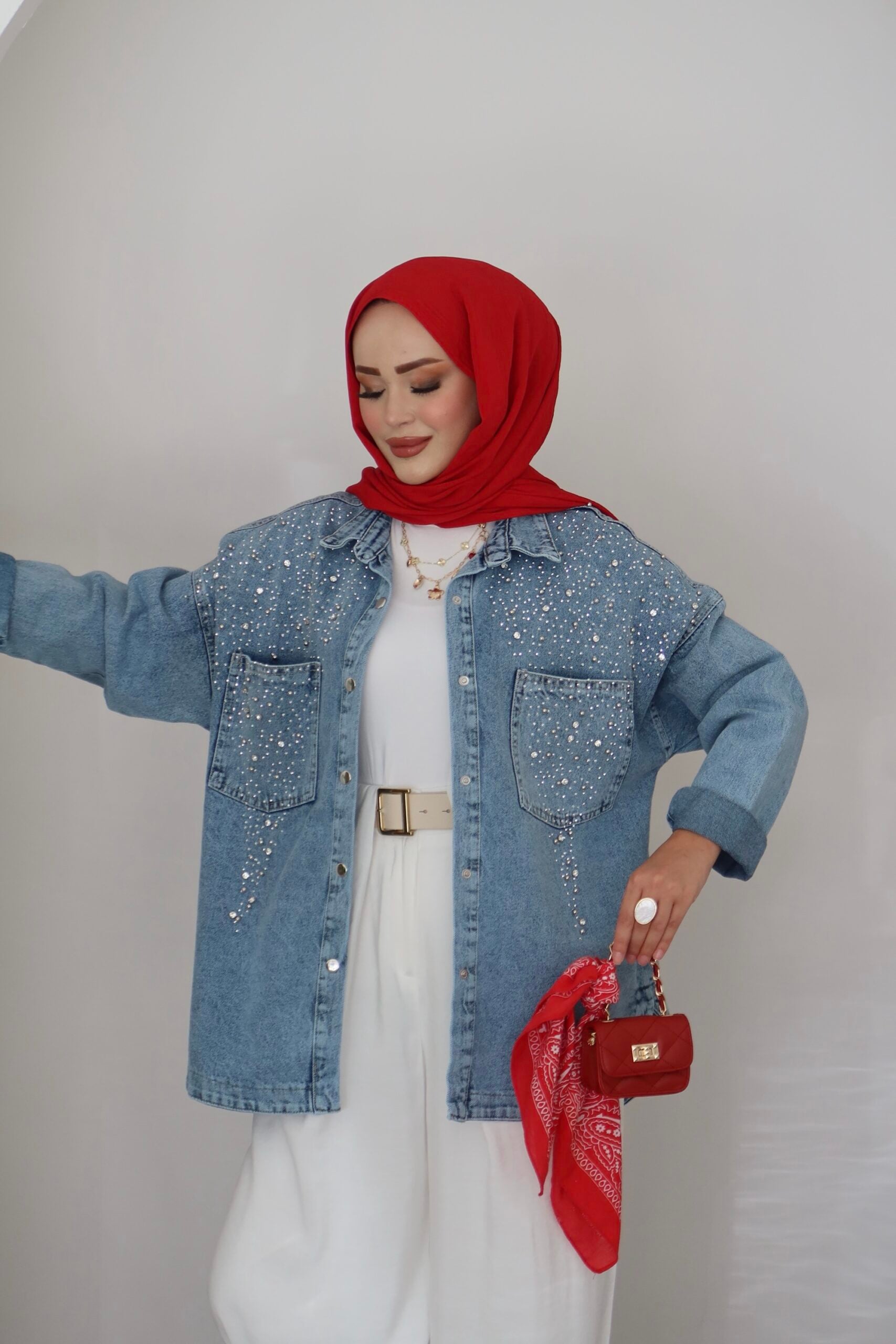 Shine Taşlı Kot Ceket |  