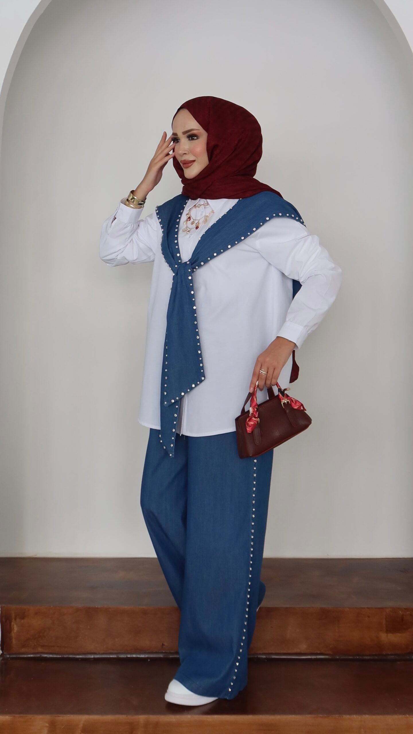 Marjin Çakım Taşlı Denim İkili Takım |  