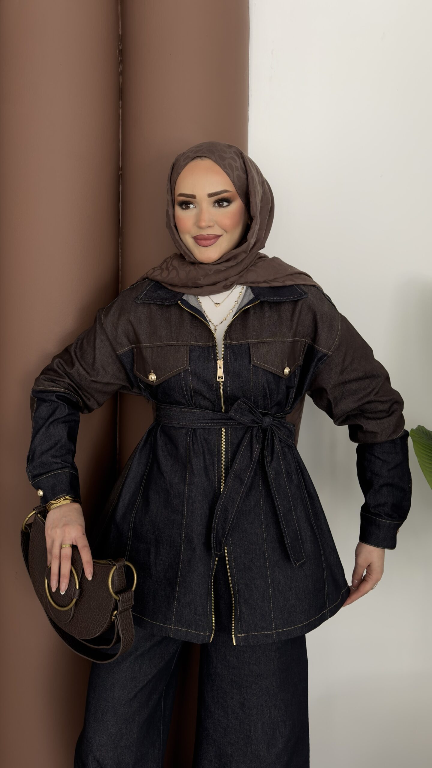 Dark Çift Fermuarlı Denim İkili Takım |  