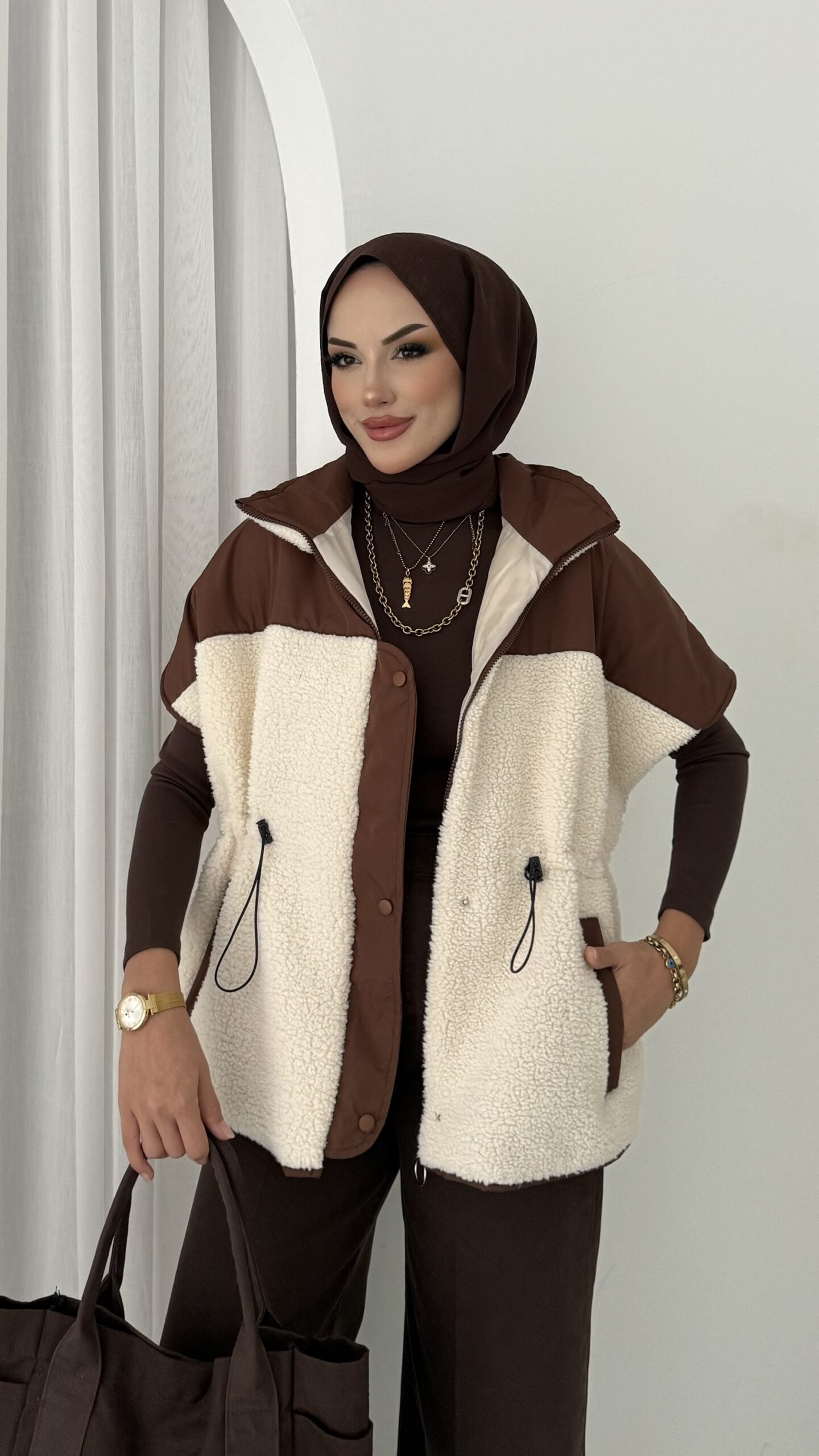 Premium Fermuarlı Peluş Yelek |  