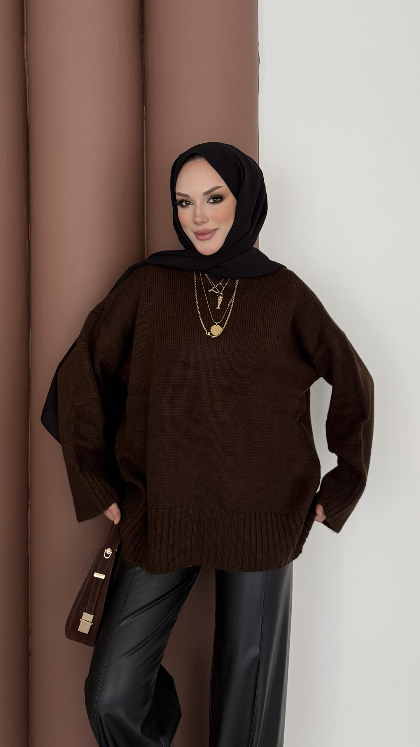Bisiklet Yaka Oversize Kadın Kazak |  