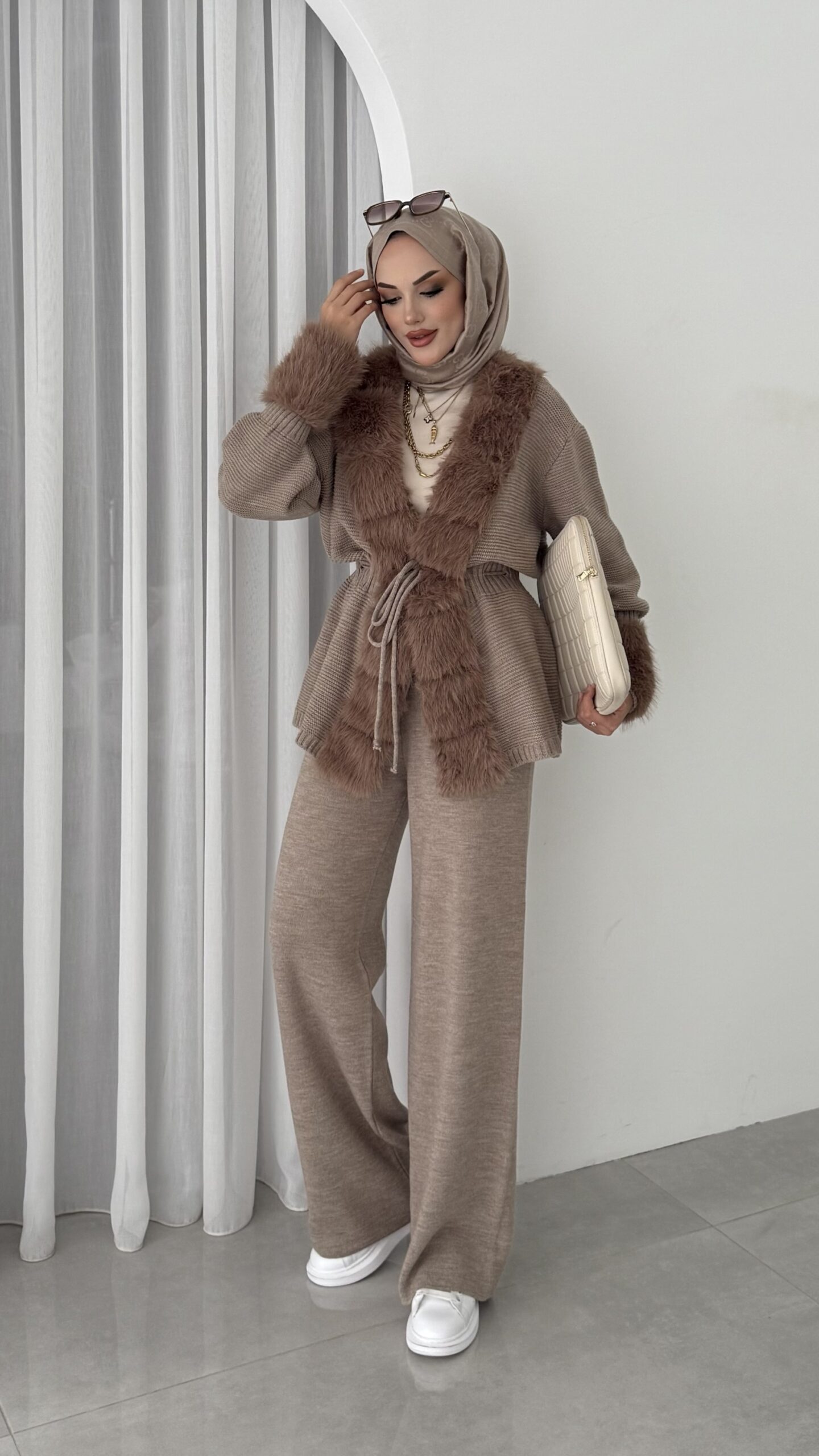 Angora Kürklü Triko İkili Takım |  