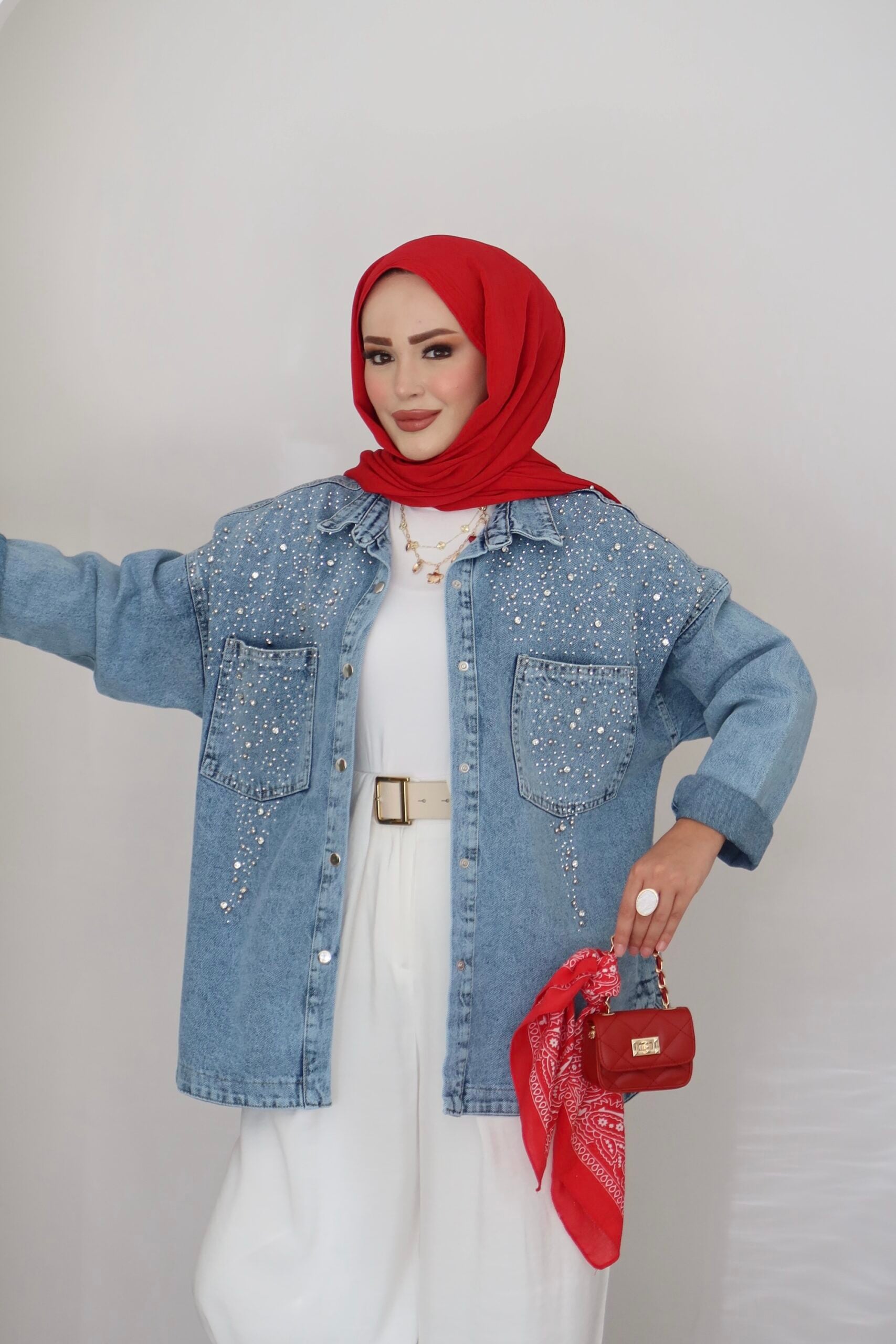 Shine Taşlı Kot Ceket |  