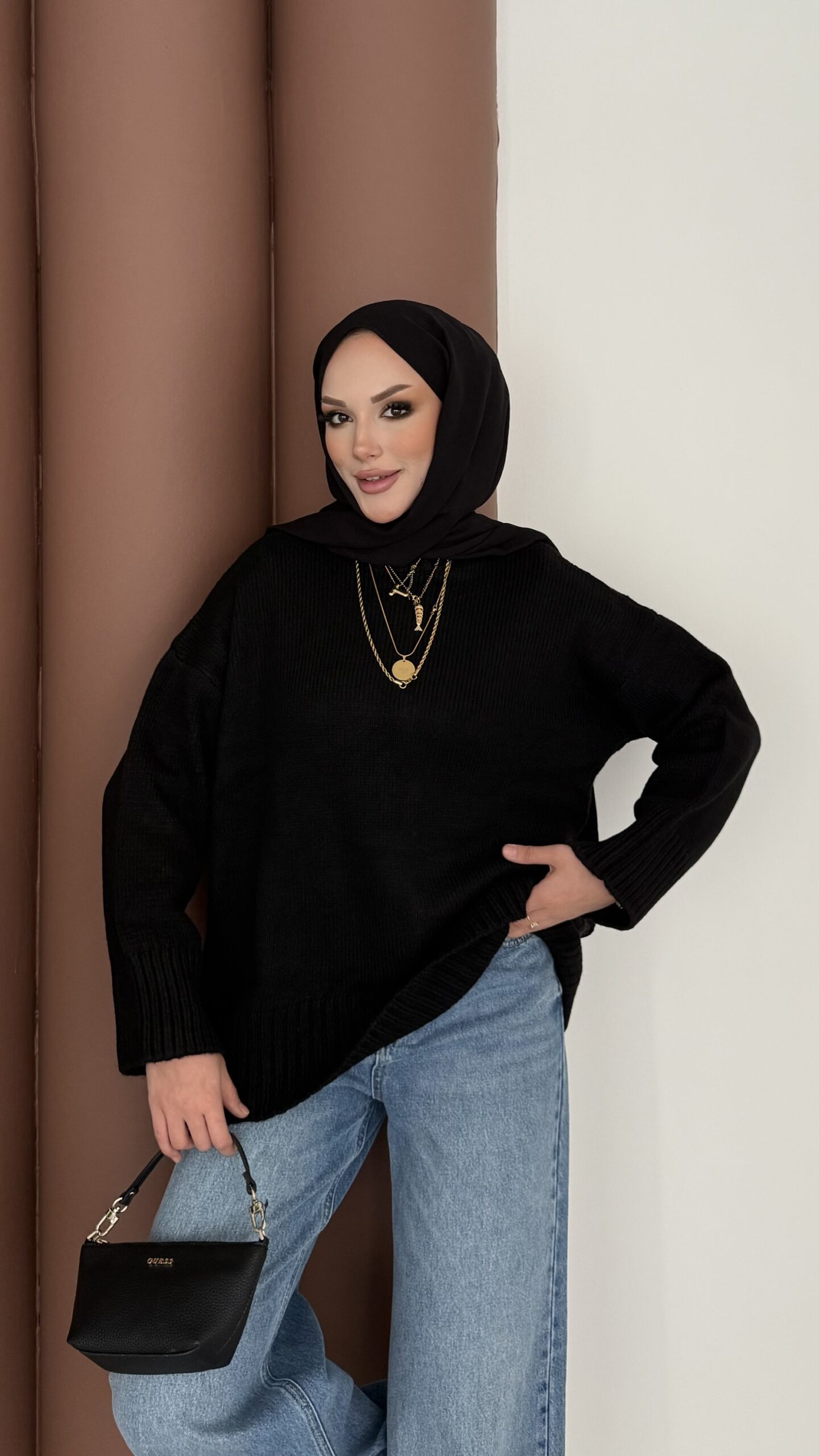 Bisiklet Yaka Oversize Kadın Kazak |  