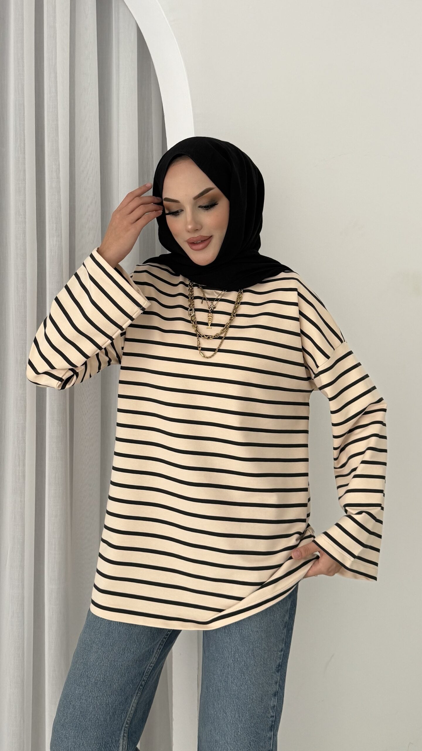 Kapsül Basic Çizgili Sweat |  
