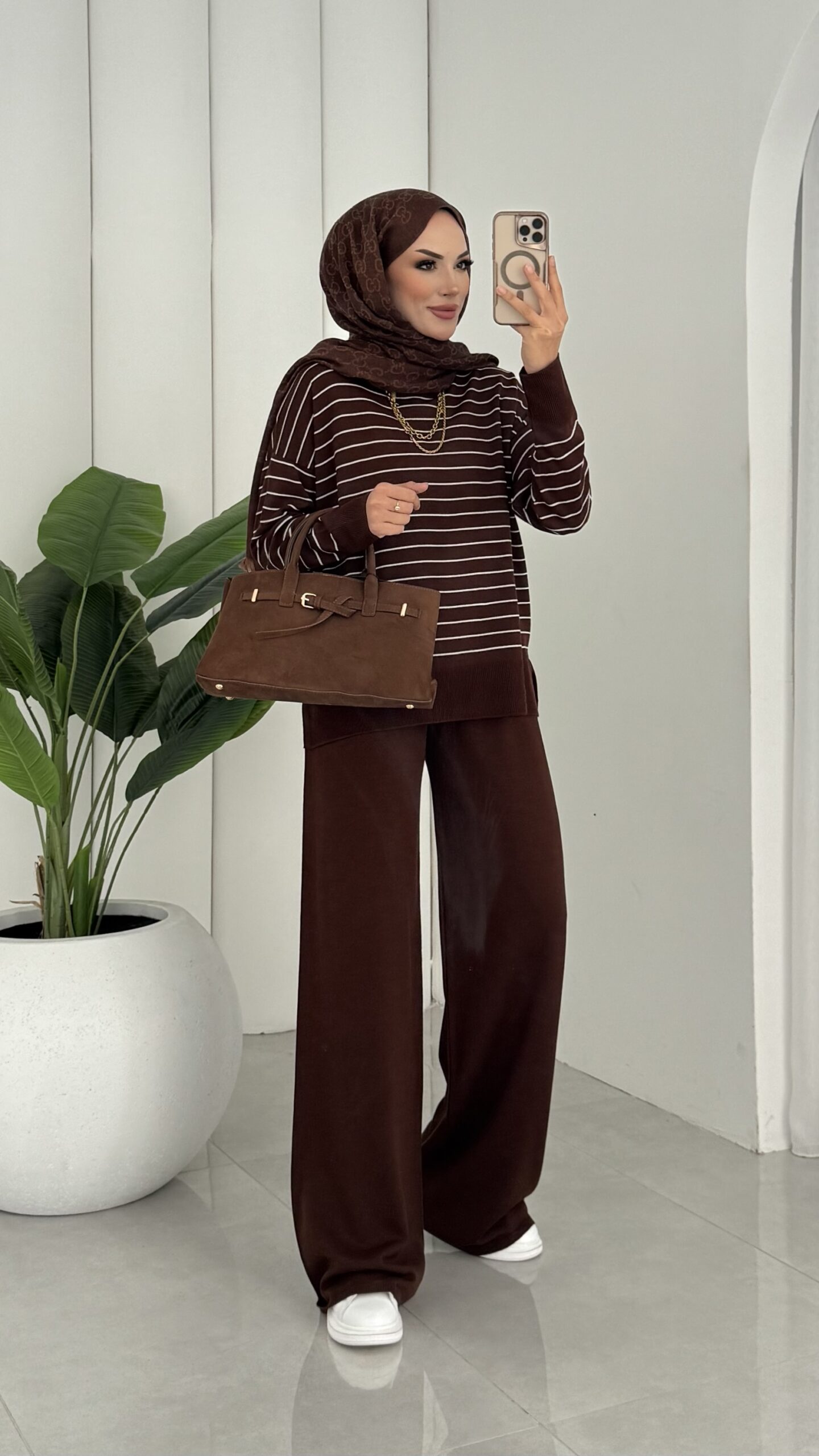 Premium Merserize Çizgili Triko İki Takım |  