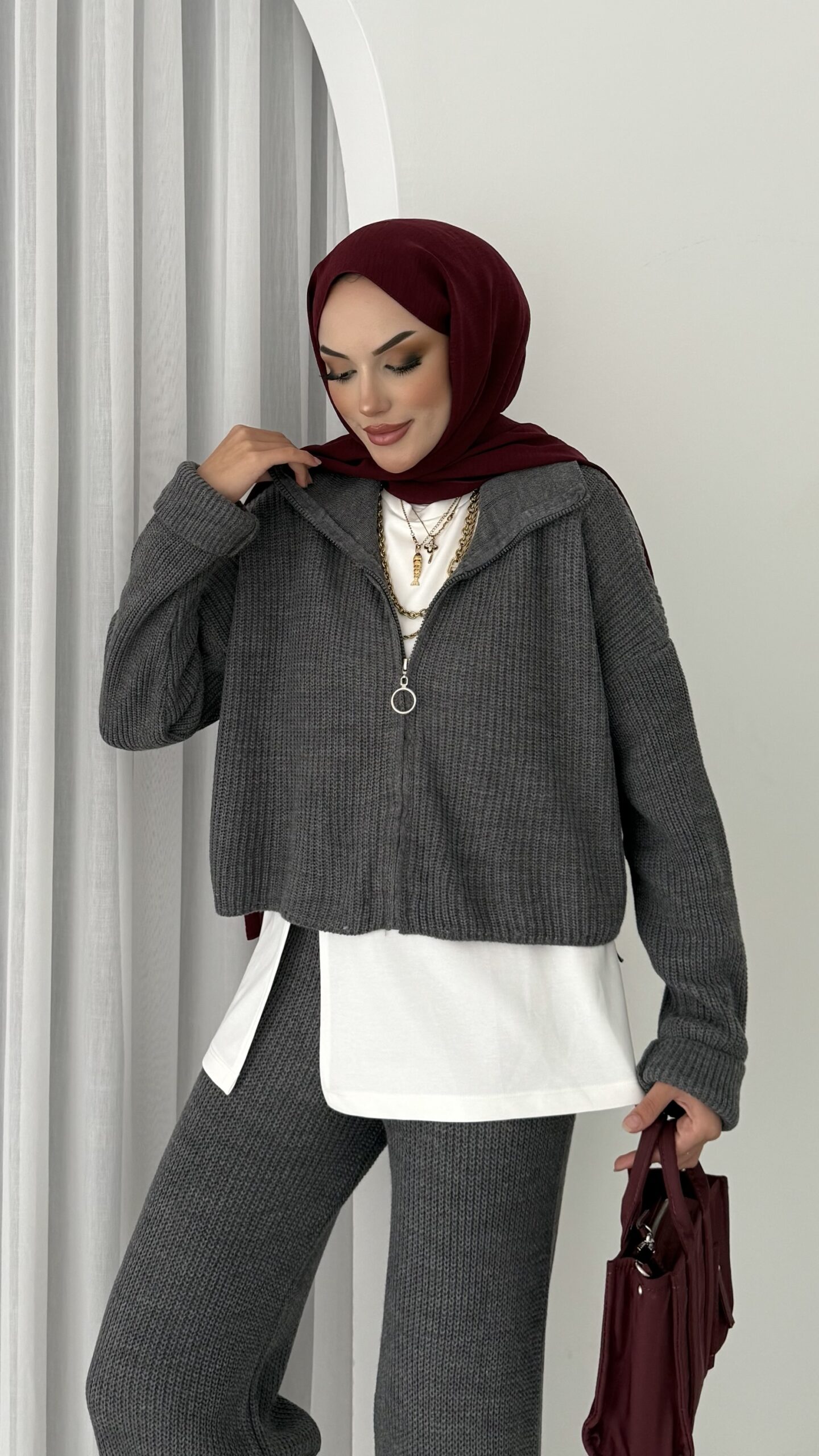 Crop İçlikli Triko Takım |  