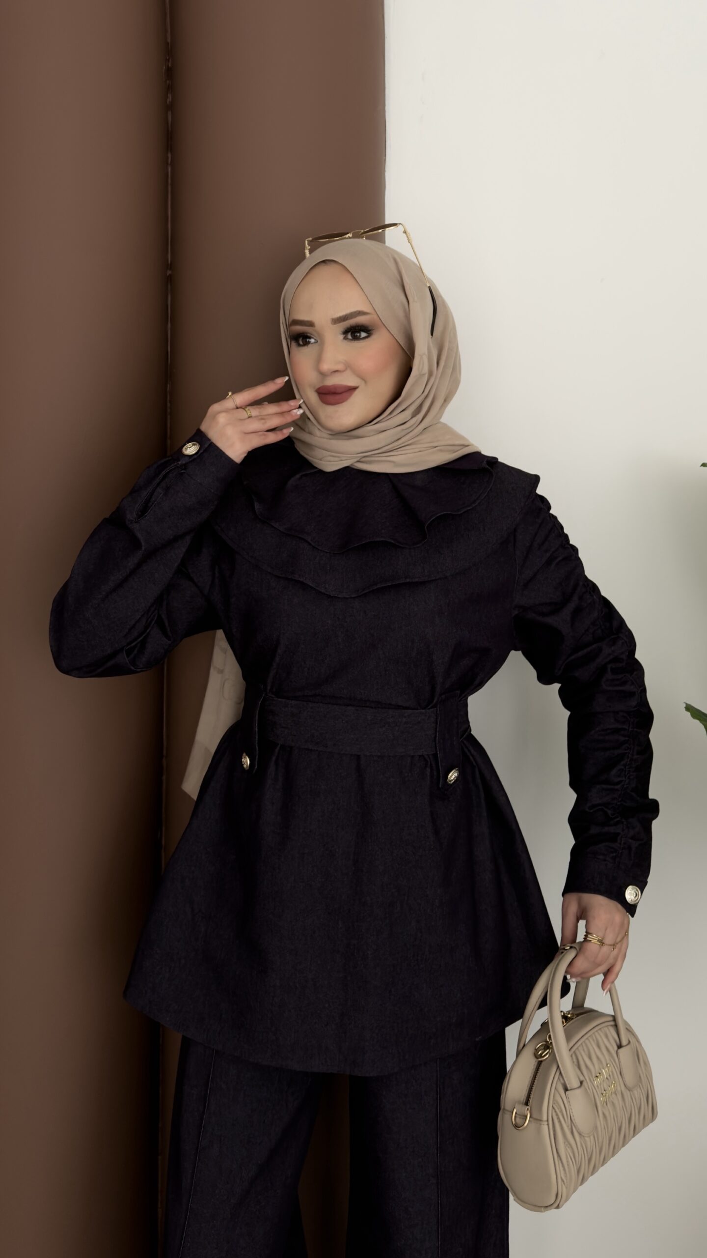 Cozy Denim Kemerli İkili Takım |  