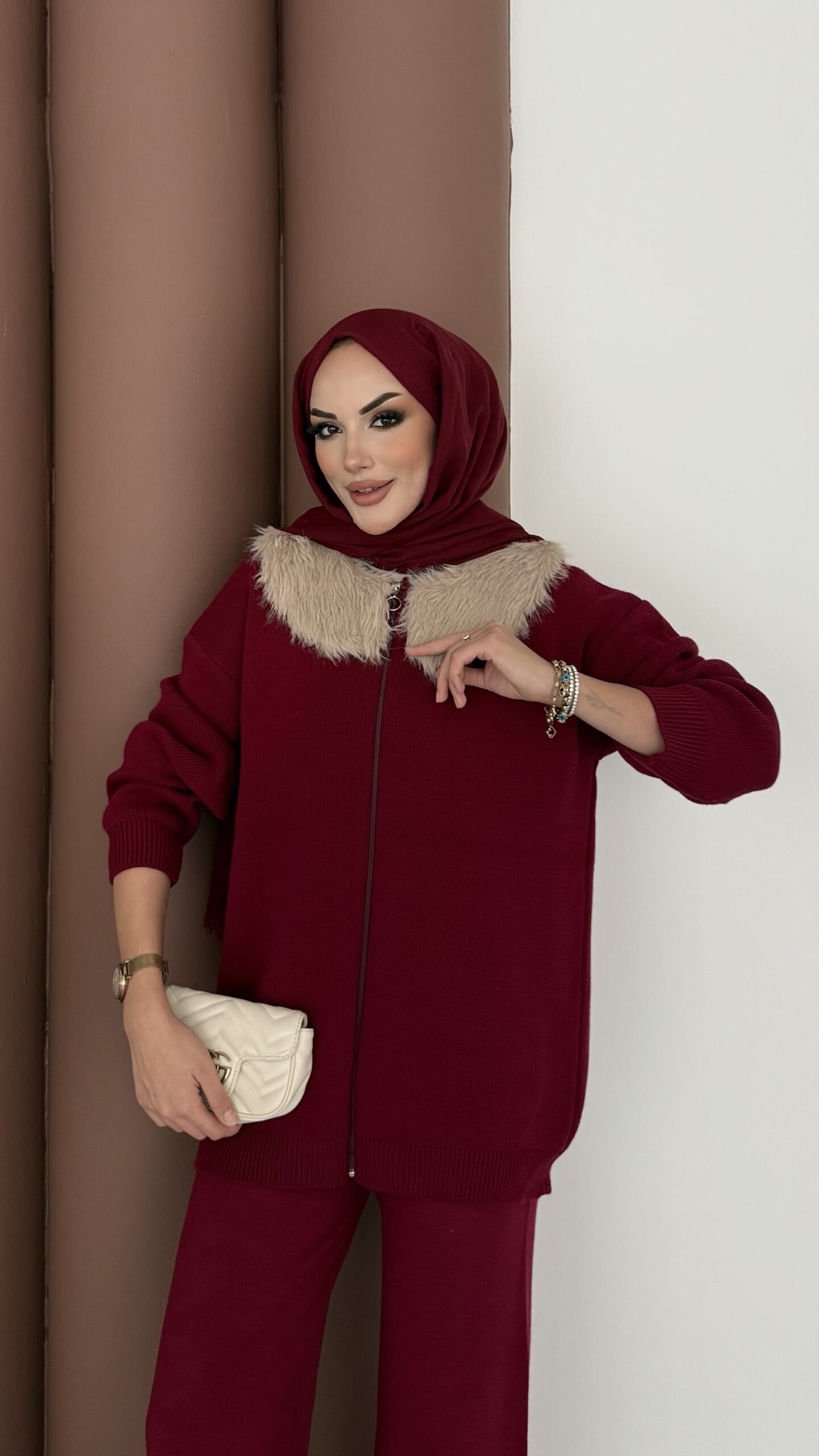 Lolita Çıkarılabilir Kürklü Triko İkili Takım |  